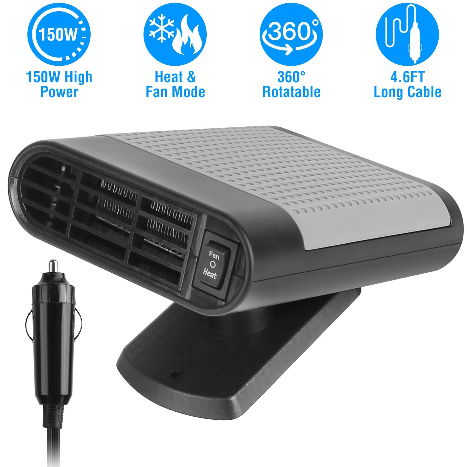 GBruno 12V 2-in-1 Portable Car Heater And Cooling Fan