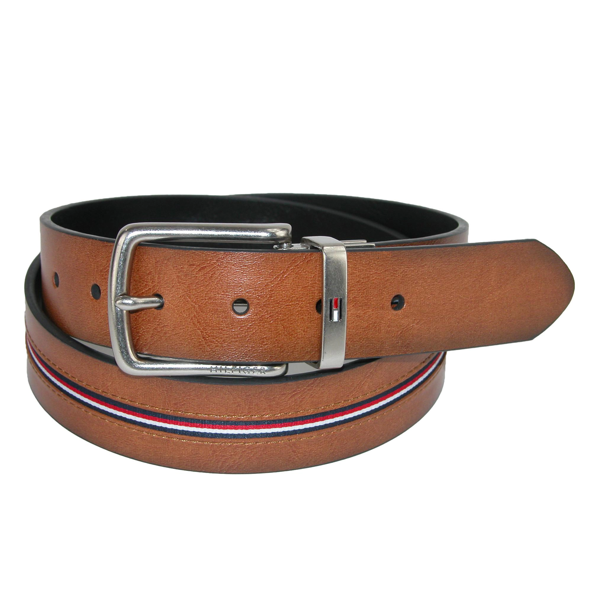 Tommy Hilfiger Men's Reversible Jean Belt with Ribbon Inlay