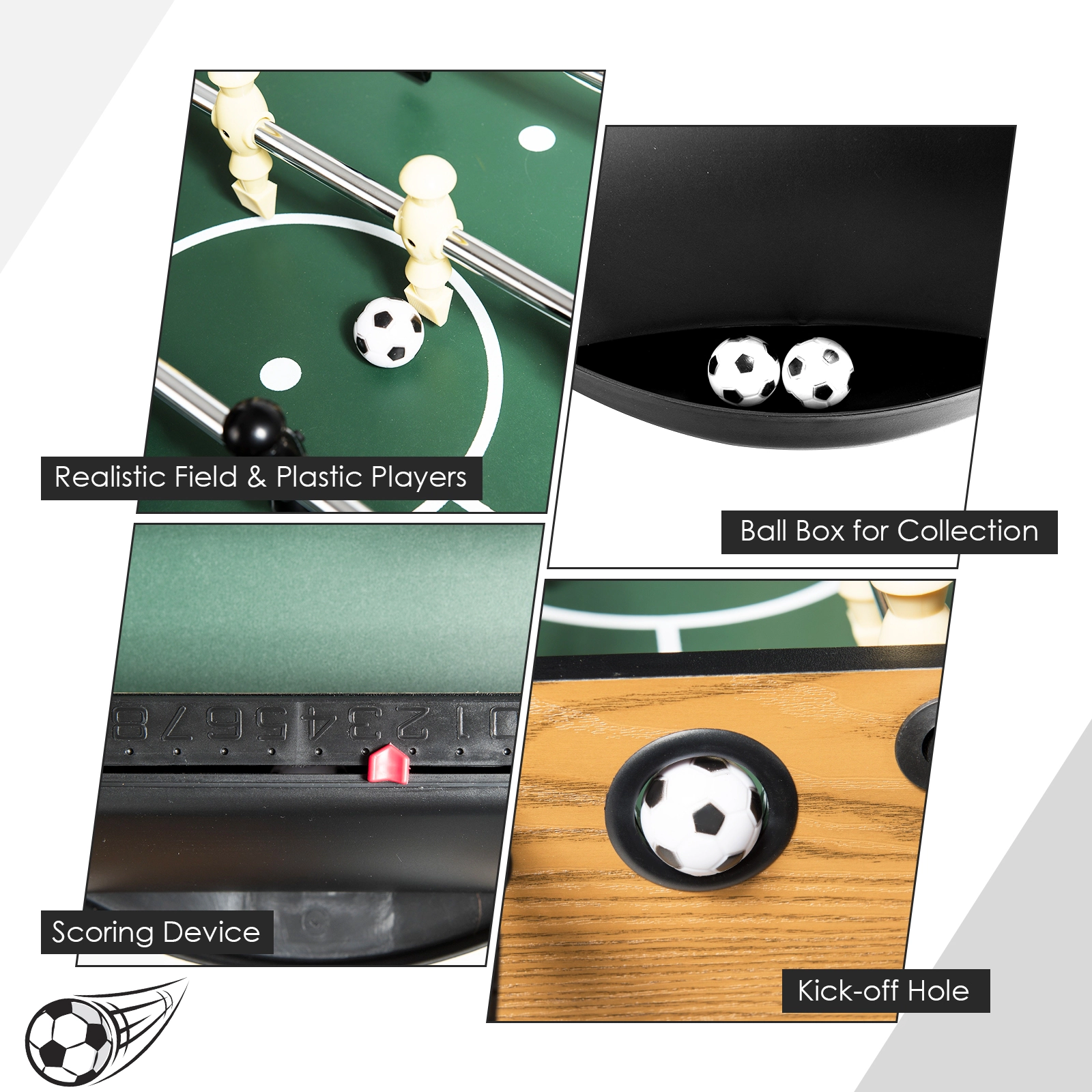 SUGIFT 48-in Competition Sized Home Recreation Wooden Foosball Table for Kids and Adults Brown