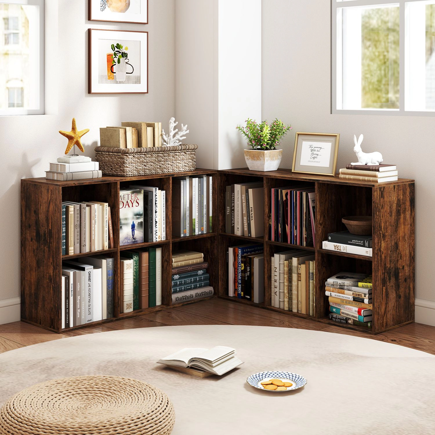 SlickBlue 6 Cube Bookcase with Open Storage Shelves for Home Organization