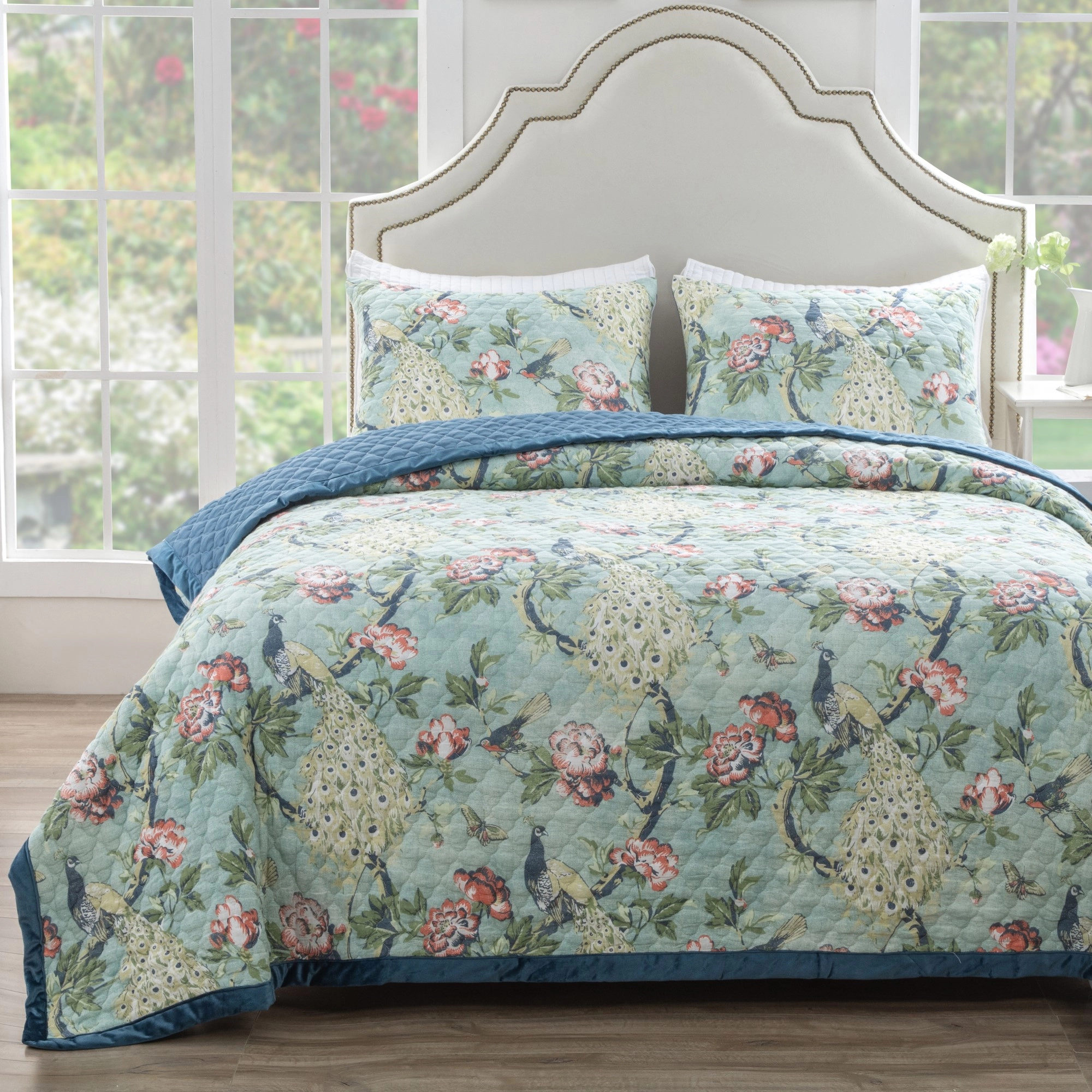Greenland Home Pavona Velvet Embellished Quilt Set 2 Piece