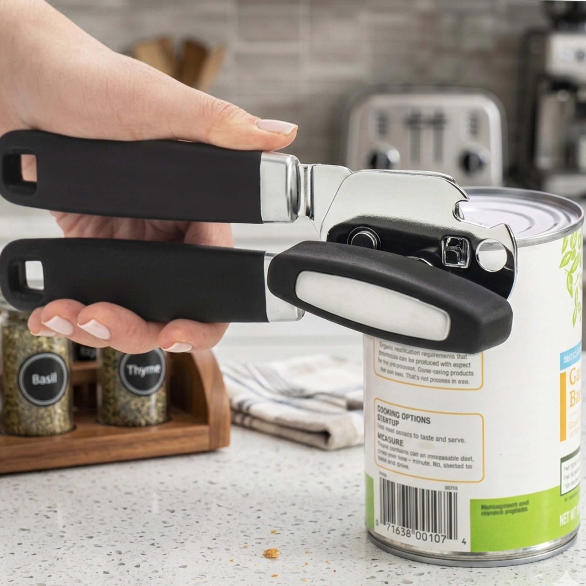 Cheer Collection Heavy-Duty Stainless Steel Can Opener with Soft Grip Handles and Bottle Opener