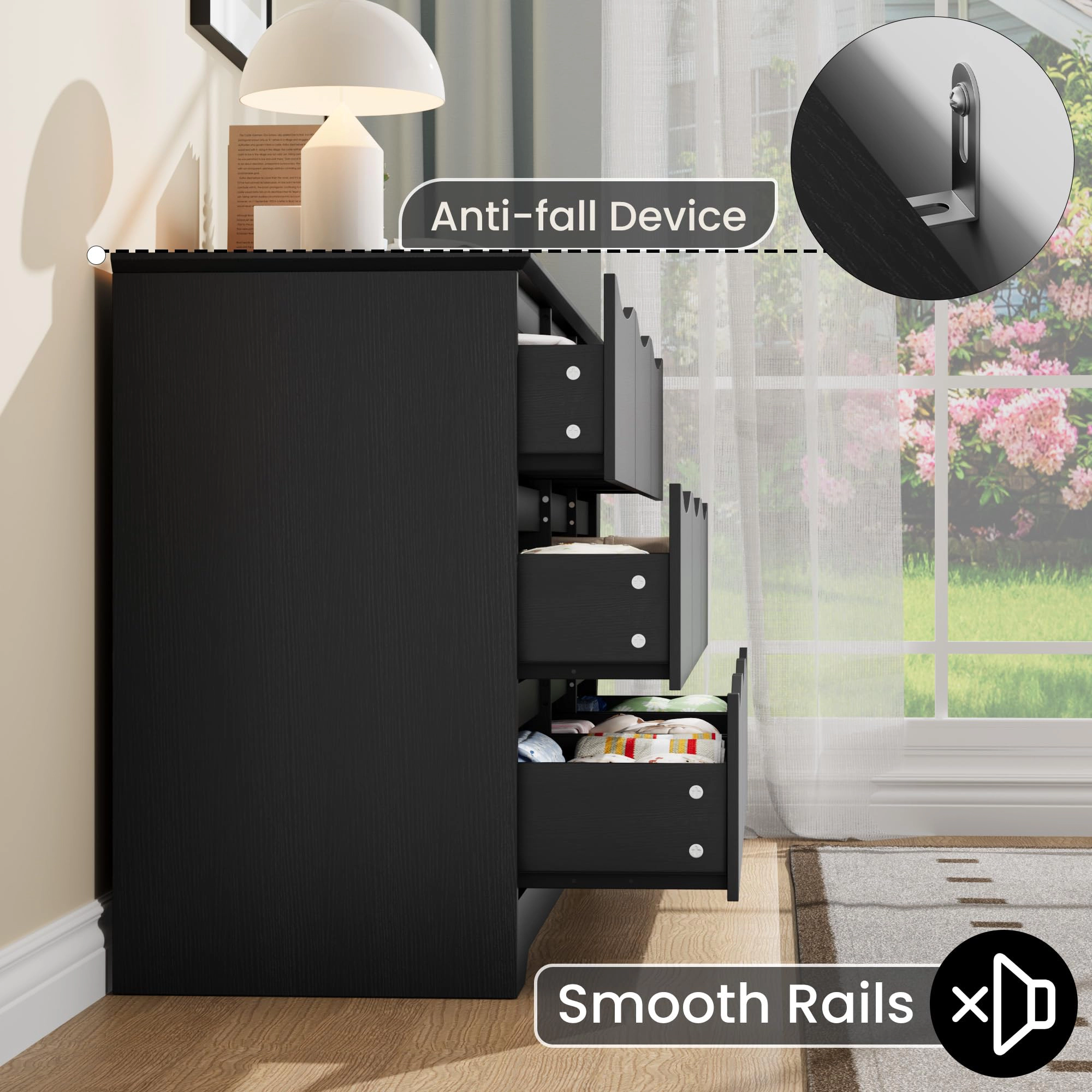 9 Drawer Modern Dresser with Hidden Handles, 59" Wide Large Double Storage Chest for Bedroom Living Room Hallway