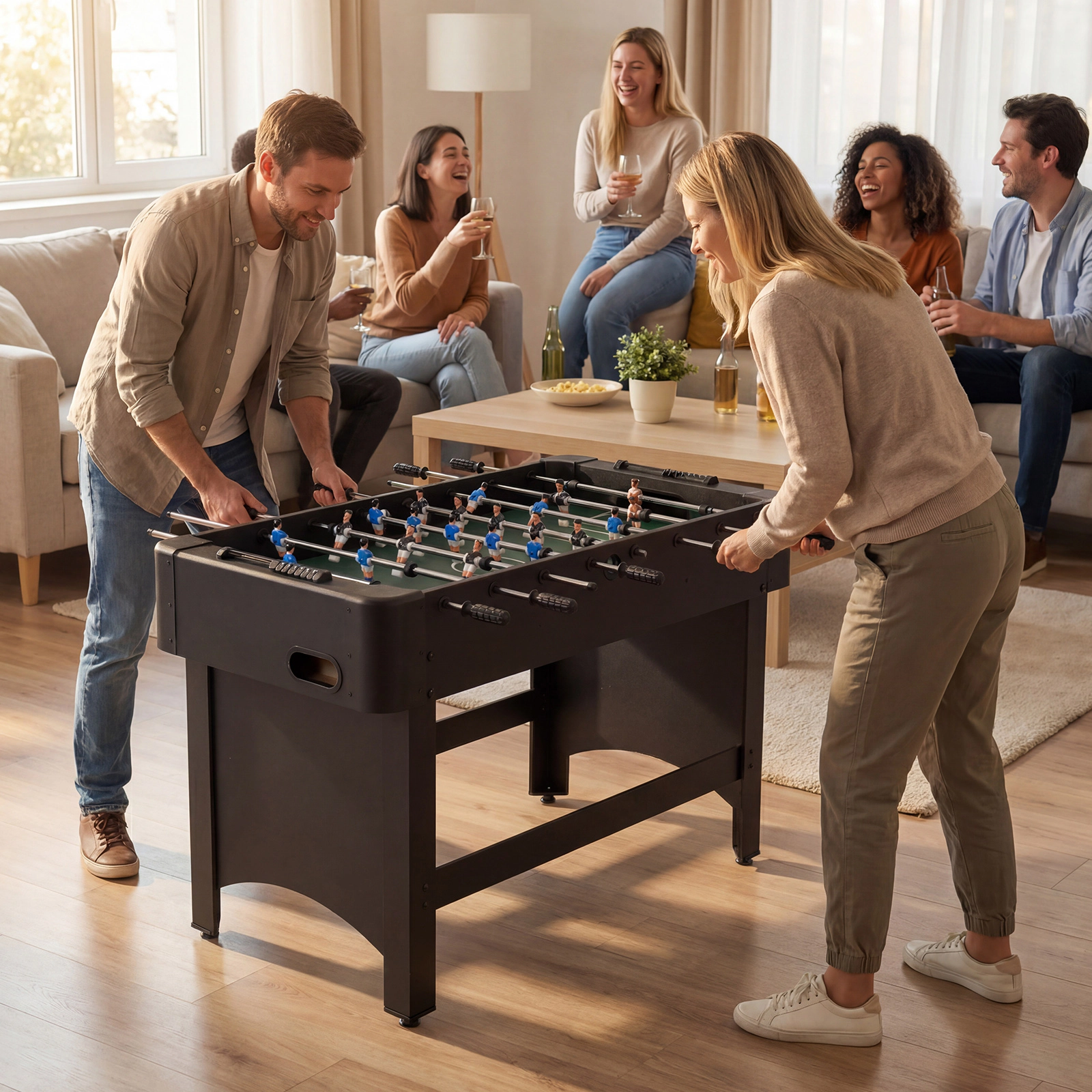 SUGIFT Wide Side Board Full Size Foosball Soccer Game Table with 22 Players 37.5-lb Net Weight Black