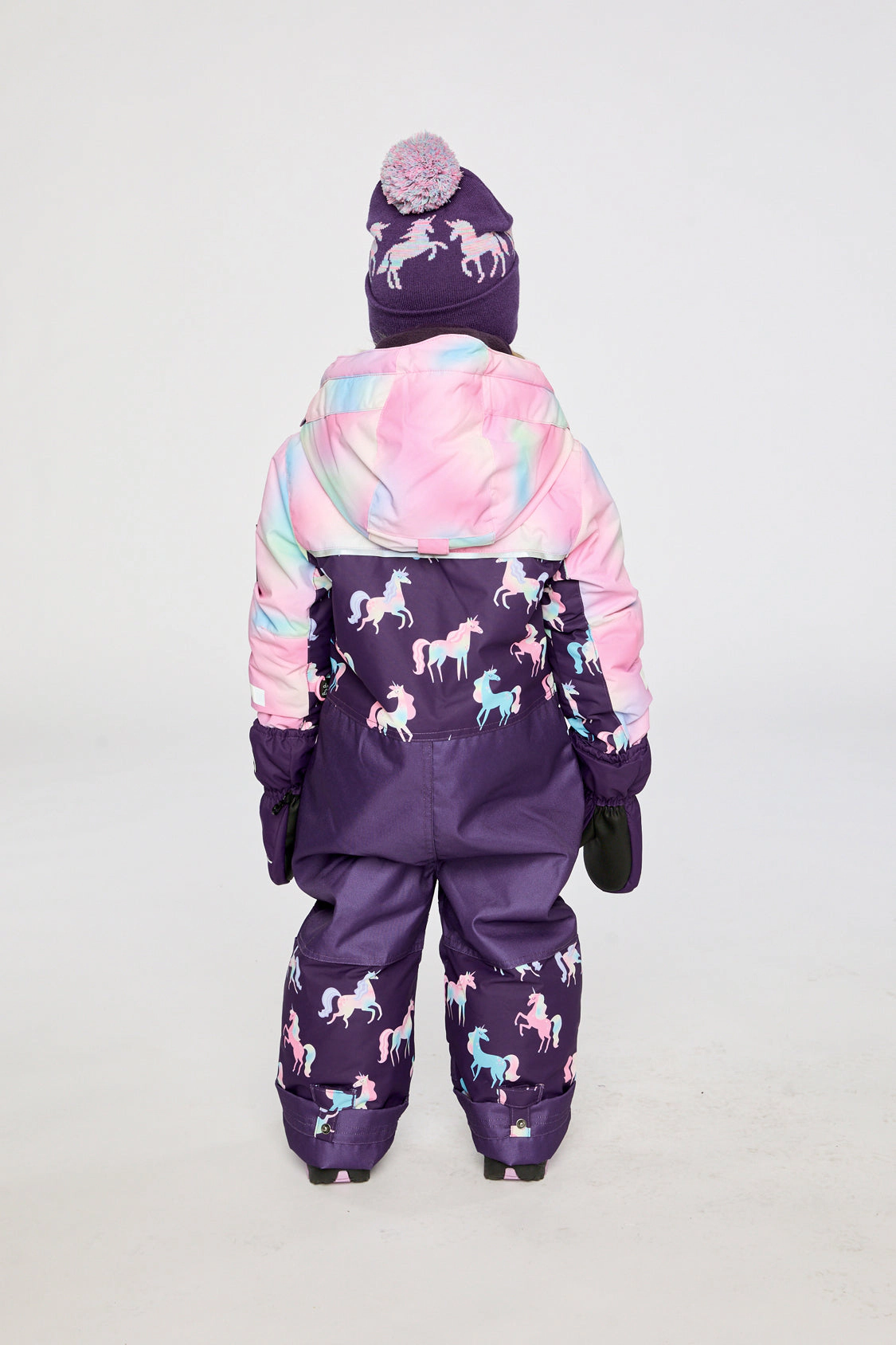 Deux par Girls Unicorn Print One Piece Play Snowsuit with Detachable Hood