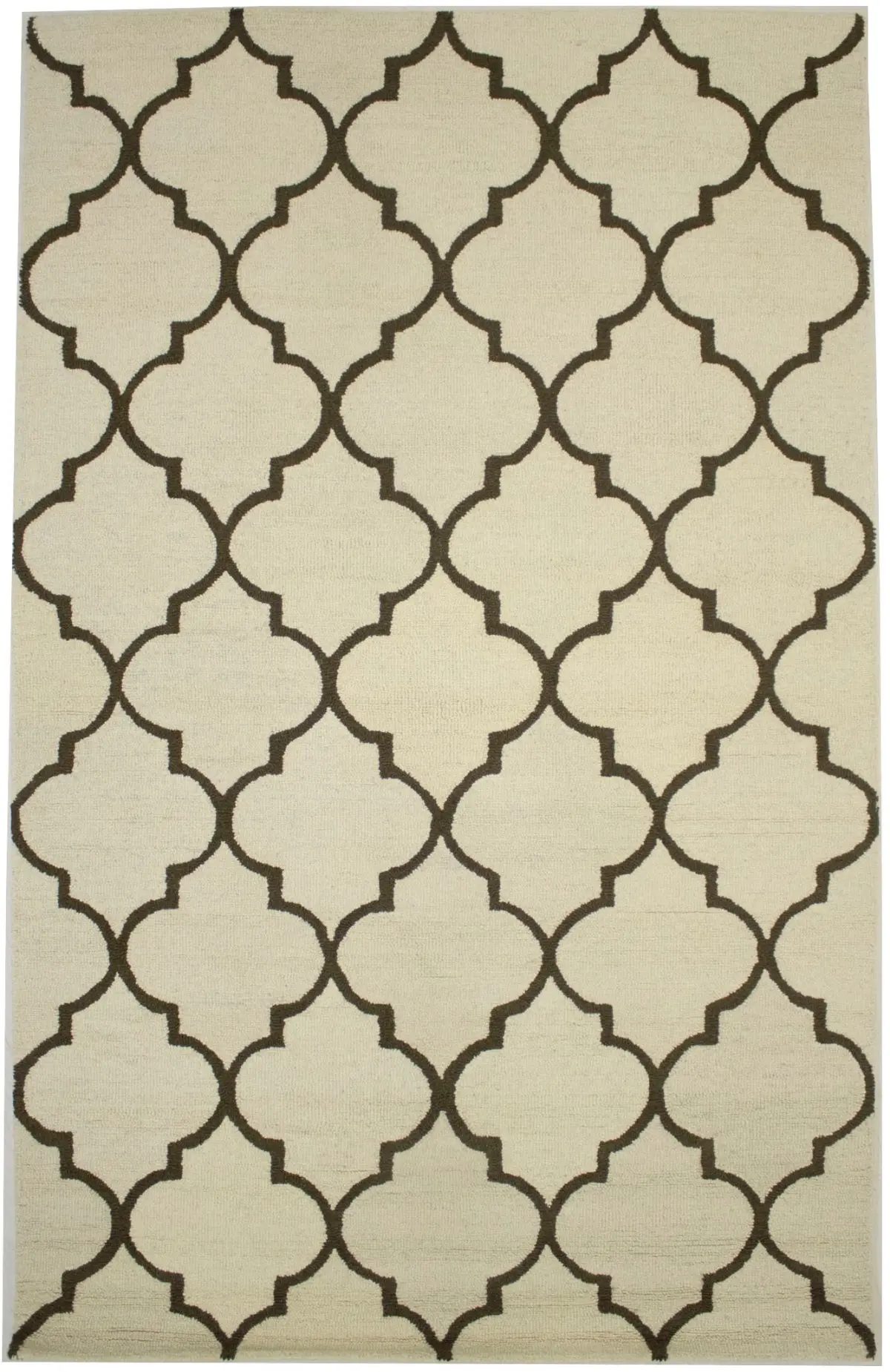 Magic Rugs Cream & Brown Floral Trellis Design 5X8 Hand-Tufted Modern Rug