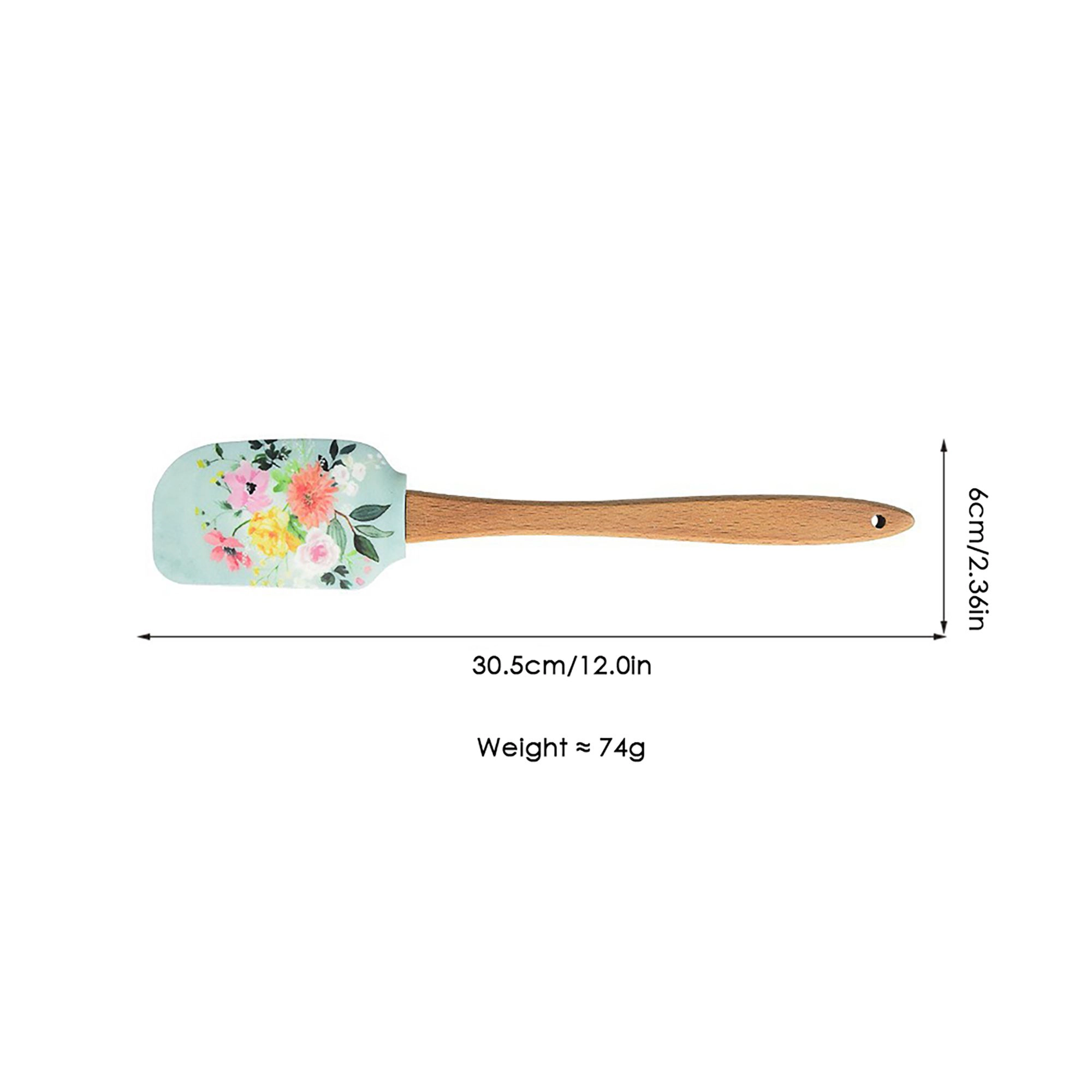 Alilang Unisex Silicone Spatula Set Butterfly Floral Print Wooden Handle Heat Resistant Baking Mixing Tools 2 Piece