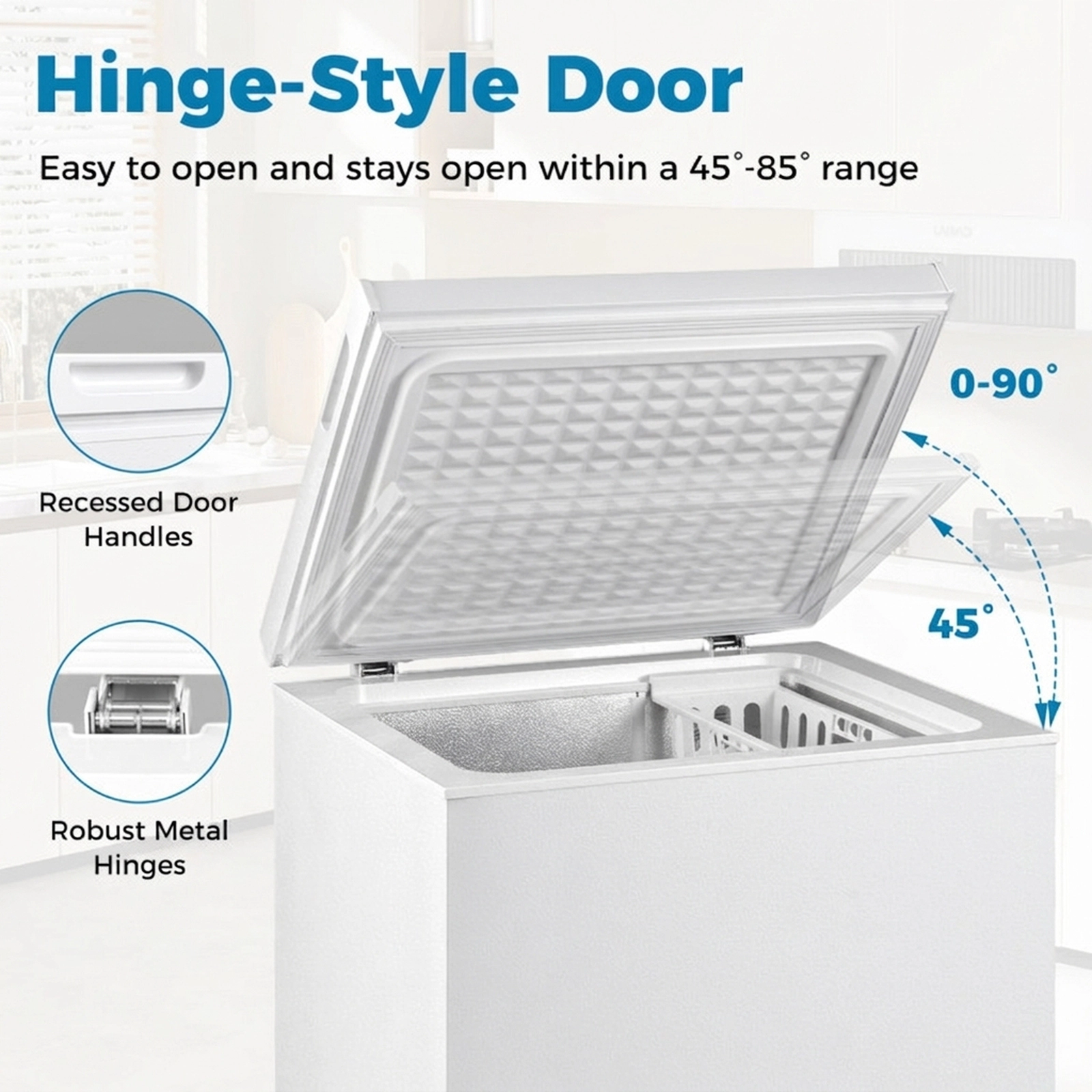 SUGIFT 5-cu ft White Compact Chest Freezer with 7-Gear Adjustable Temperature and Removable Basket