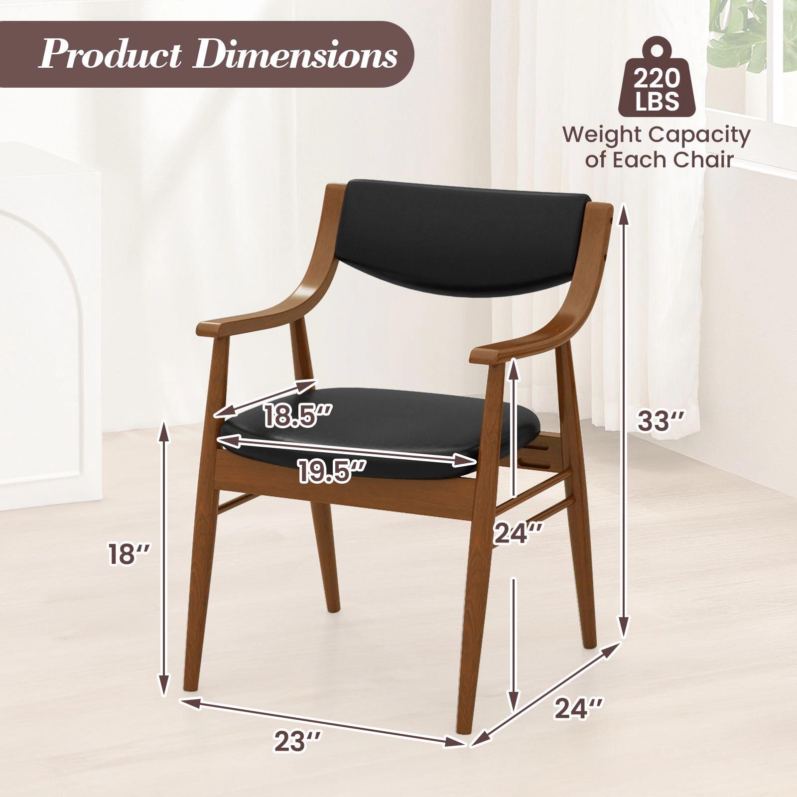 SlickBlue Upholstered Dining Chairs Set of 2 with Armrests
