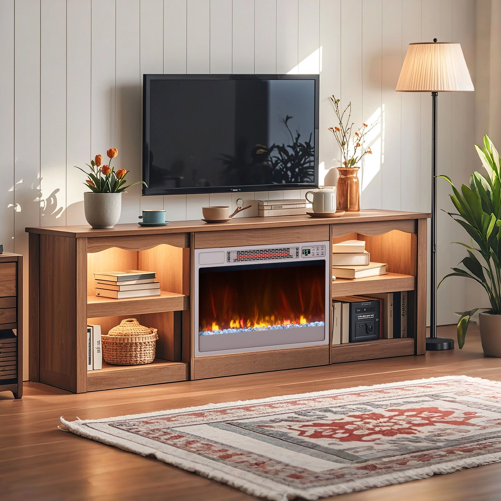 SlickBlue Infrared Electric Fireplace Heater, 5120 BTU 1500W, 6 Flame Colors