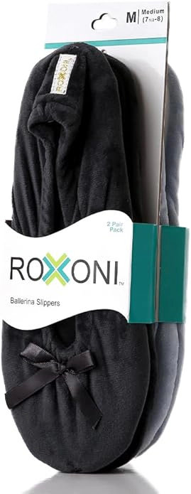 Roxoni Women's Terry Classic Cotton Ballerina Slippers (Pack of 2)
