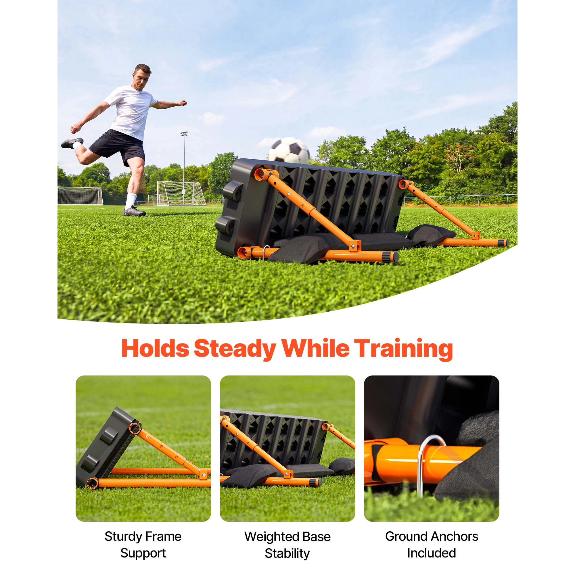 HONGGE Soccer Rebounder Board Portable Soccer Wall with 2 Angles Rebound Foldable HDPE Kickback Rebound Board Soccer
