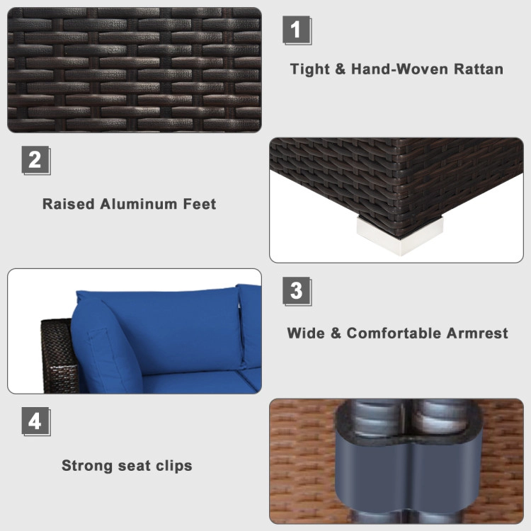 Hivvago 6 Pieces Outdoor Patio Rattan Sectional Sofa Set With Coffee Table