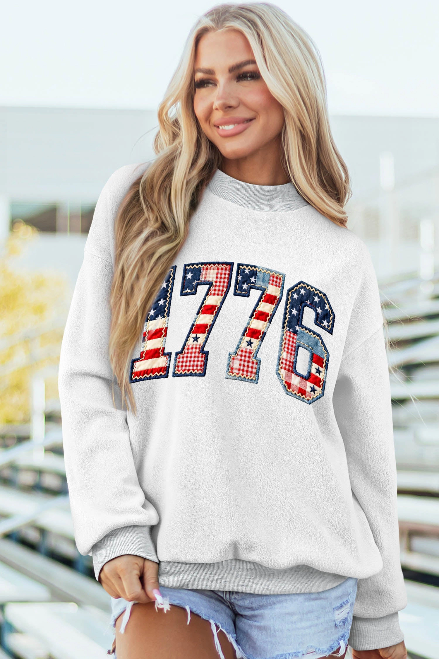 Threaded Pear Oakleigh Print Reversible Mock Sweatshirt