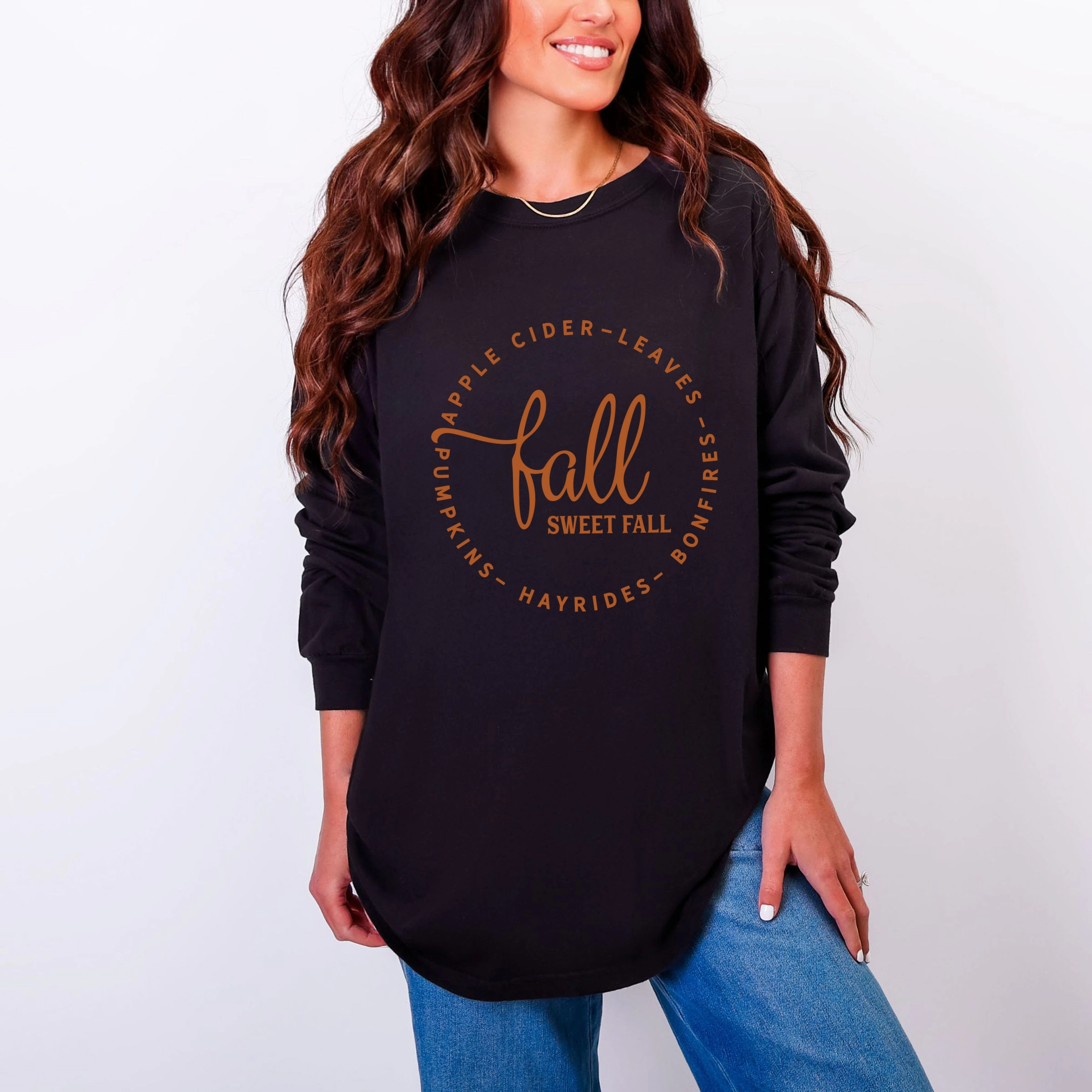 Simply Sage Market - Fall Sweet Women's Garment Dyed Long Sleeve Graphic T-Shirt