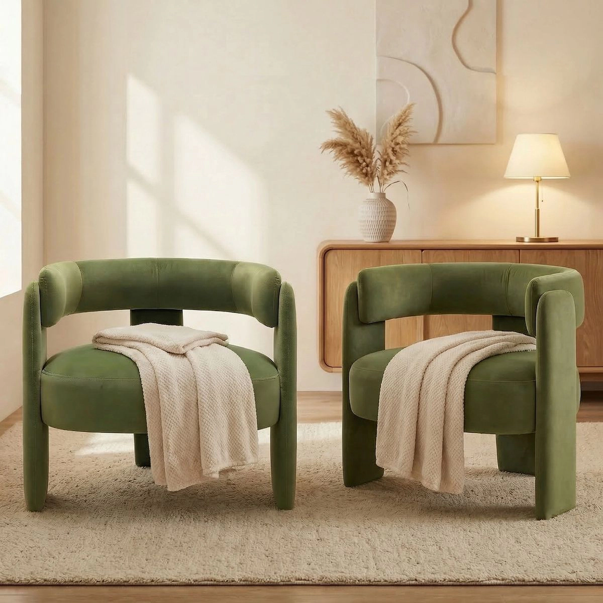 Envelor Modern Velvet Wingback Accent Armchair