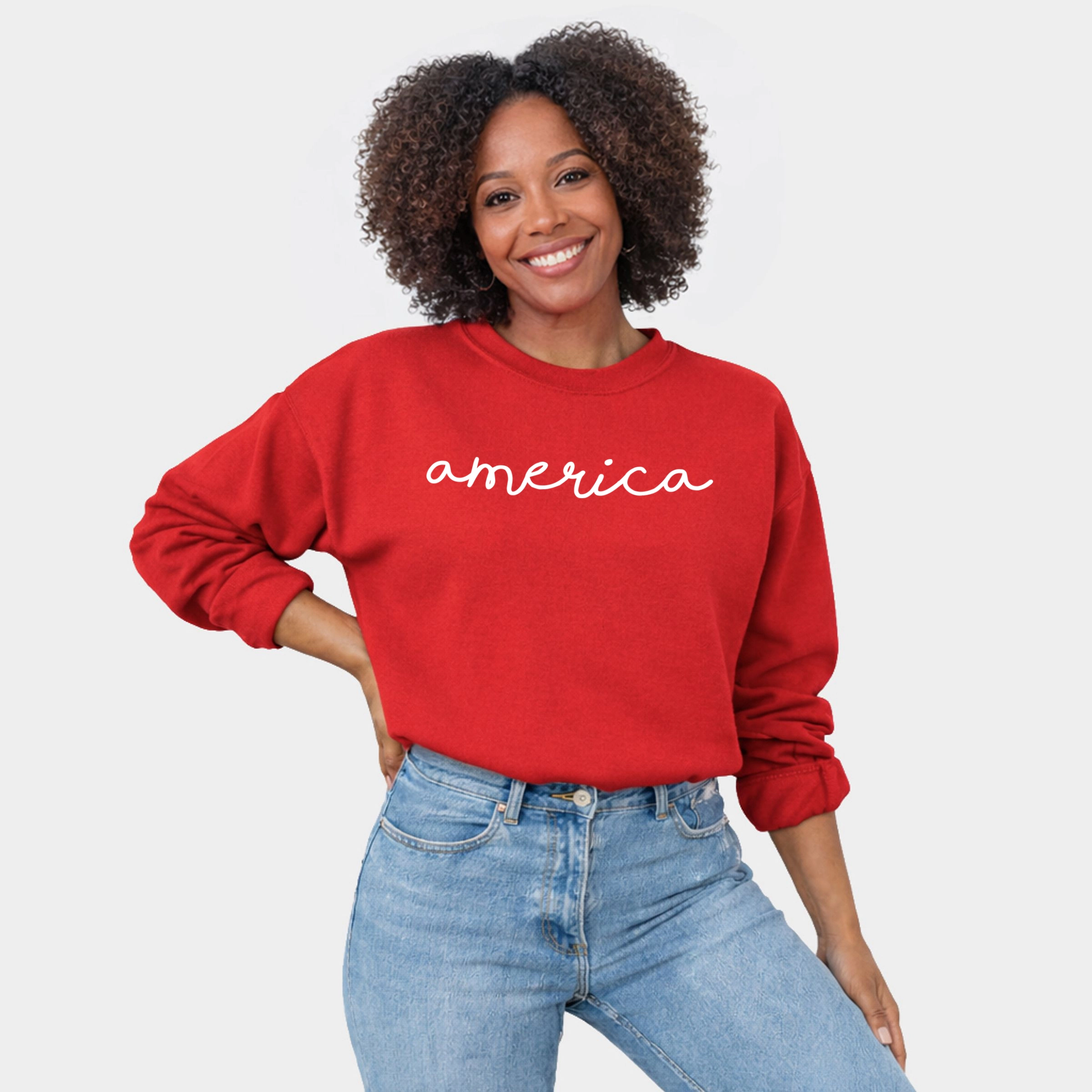 Simply Sage Market - America Cursive  Women's Graphic Sweatshirt