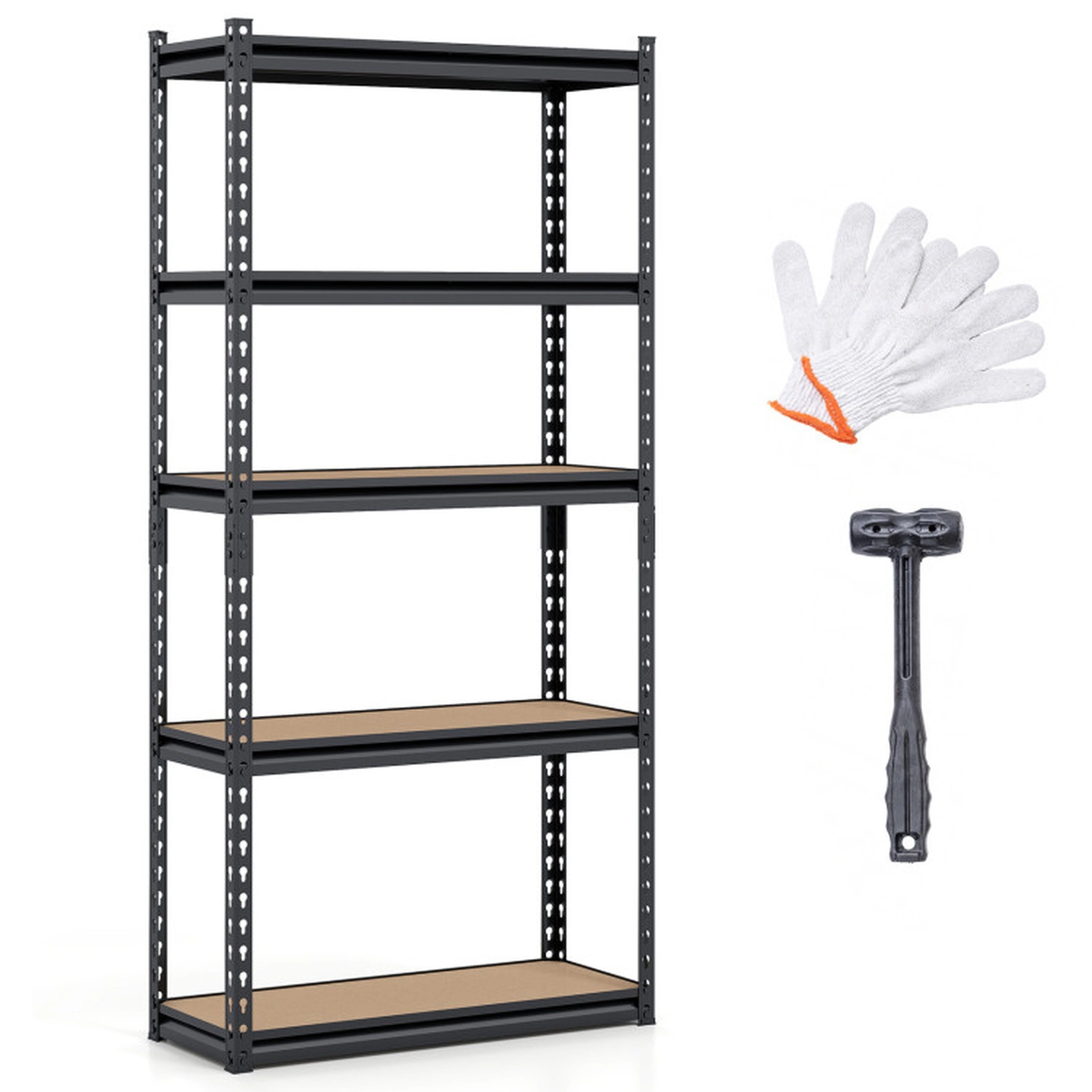SUGIFT 5-Tier Heavy Duty Metal Garage Shelving Unit 60-in Tall 440-lb Per Shelf 2200-lb Total Capacity Black