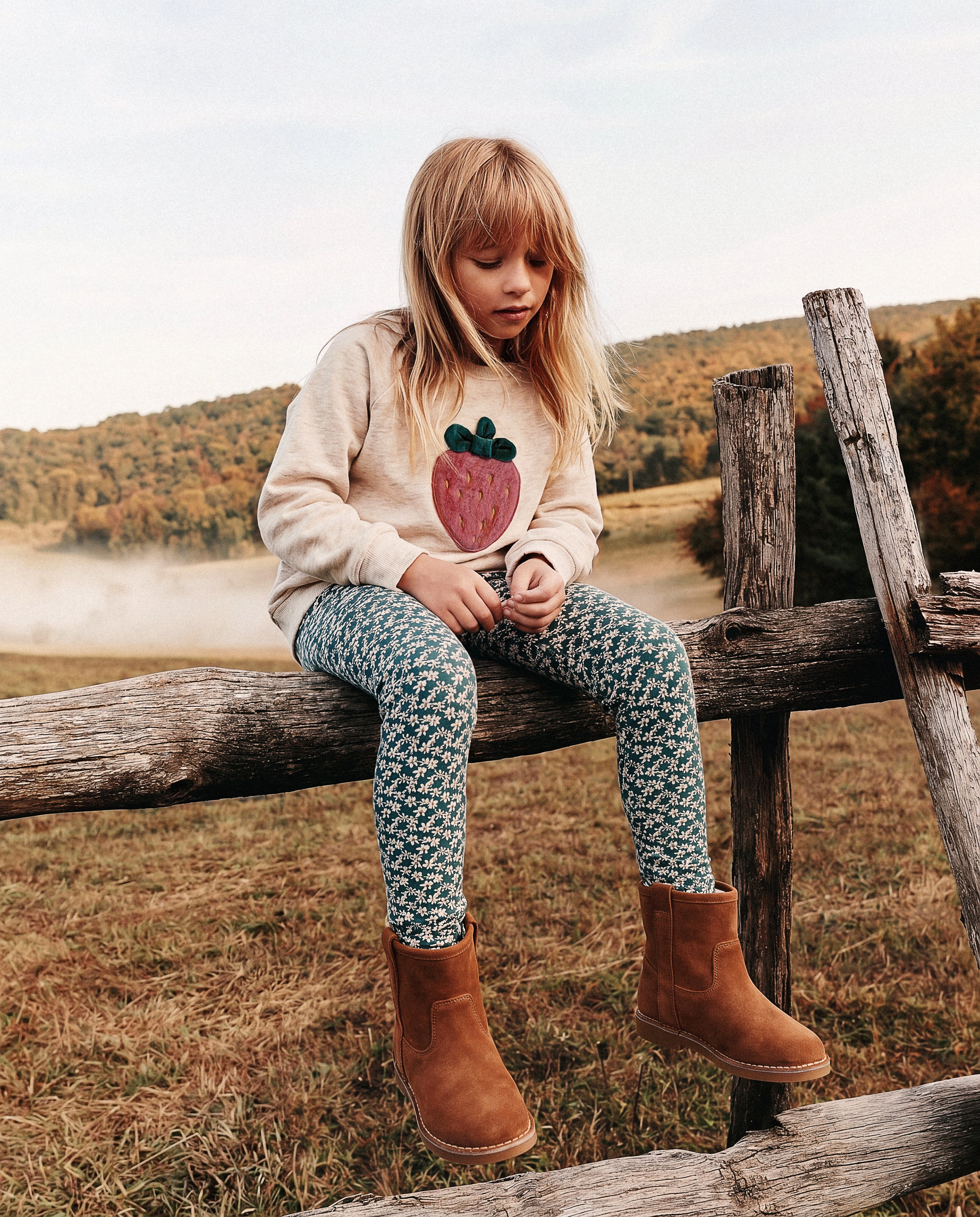 Deux par Girls Daisy Print Organic Cotton Leggings