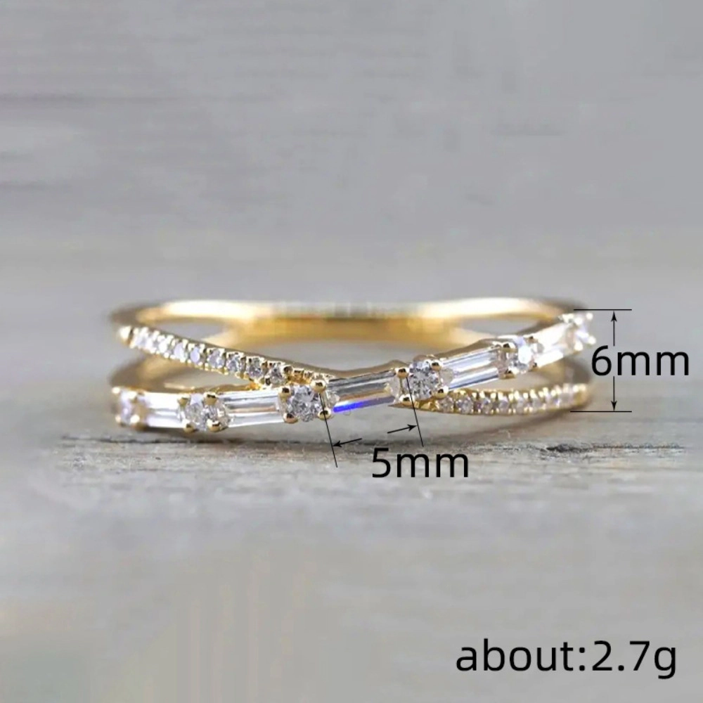 Wardrobe Whimsy Crisscross Baguette Cut Cubic Zirconia Stackable Ring for Women