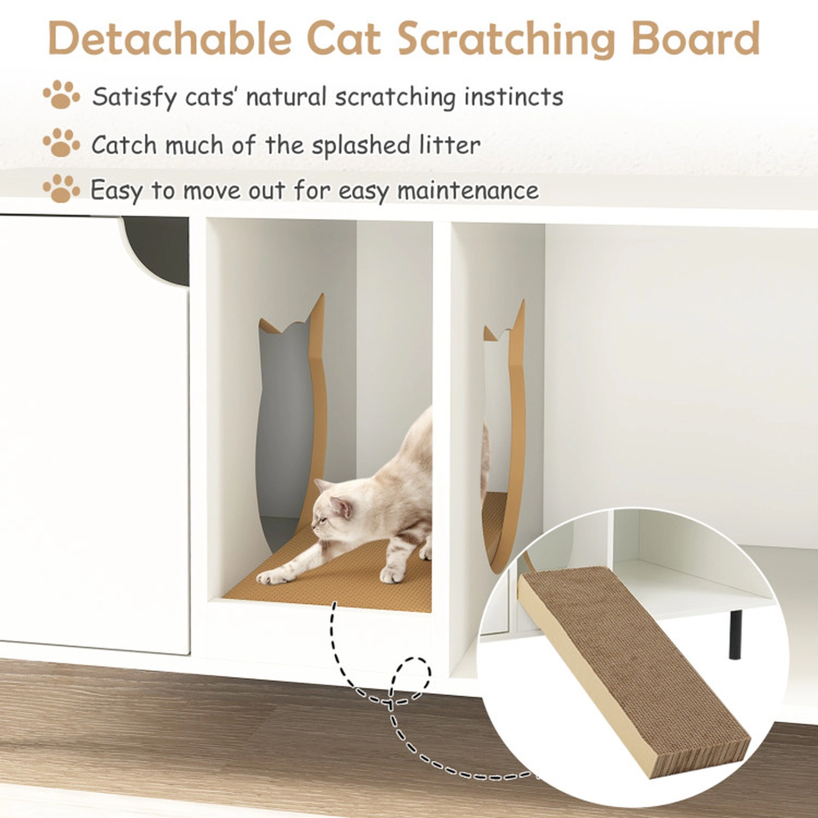 SUGIFT 40 x 22-in White Large 2-Cat Hidden Cat Washroom Litter Box Cabinet with Winding Entry and Open Bay