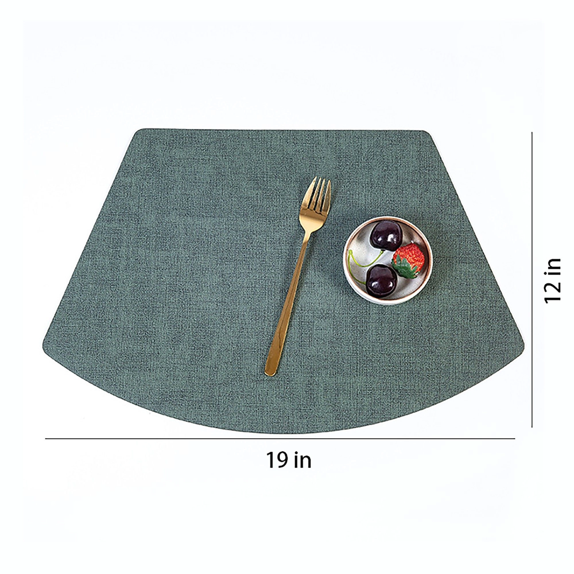Alilang Unisex 6 Piece Fan Shaped Faux Linen Placemat Set Waterproof Heat Resistant Table Mats for Dining Table