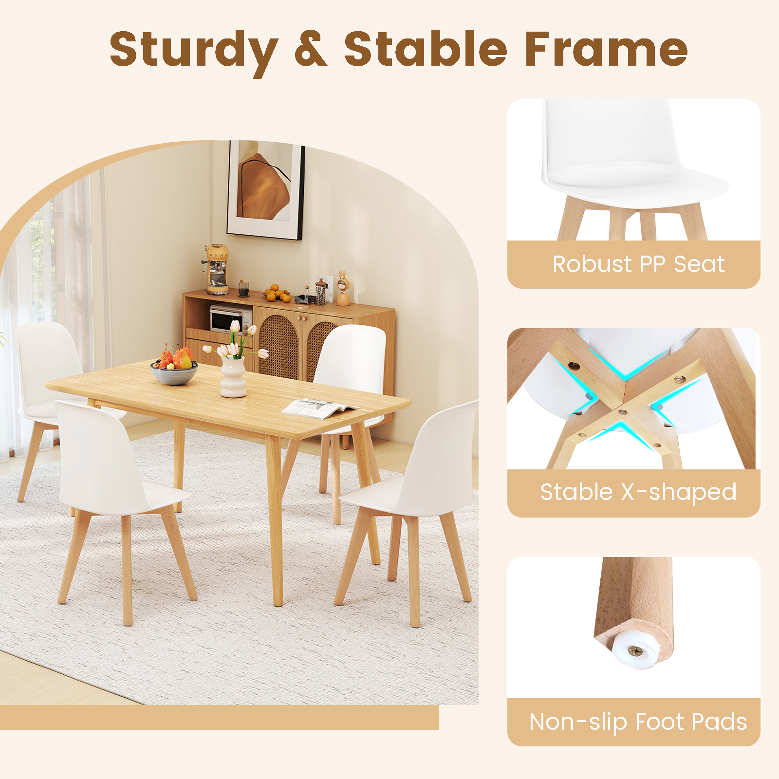 SUGIFT Modern Solid Beech Wood Legs and Tilt Backrest 330-lb Set of 2 Dining Chairs
