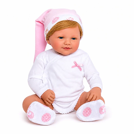 Ann Lauren Dolls Olivia 20" Reborn Baby Doll with Blonde Hair, Blue Eyes & Soft Cloth Body – Adorable Onesie & Hat Set
