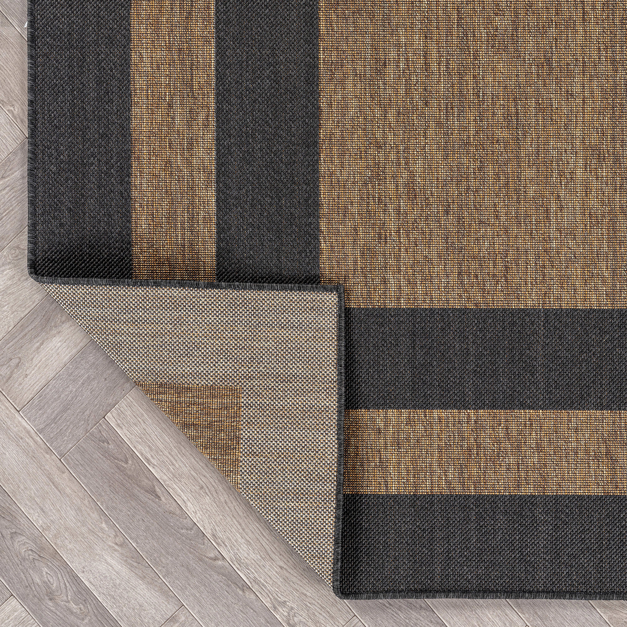 World Rug Gallery Geometric Border Indoor/Outdoor Flat Woven Area - Natural Jute-Style