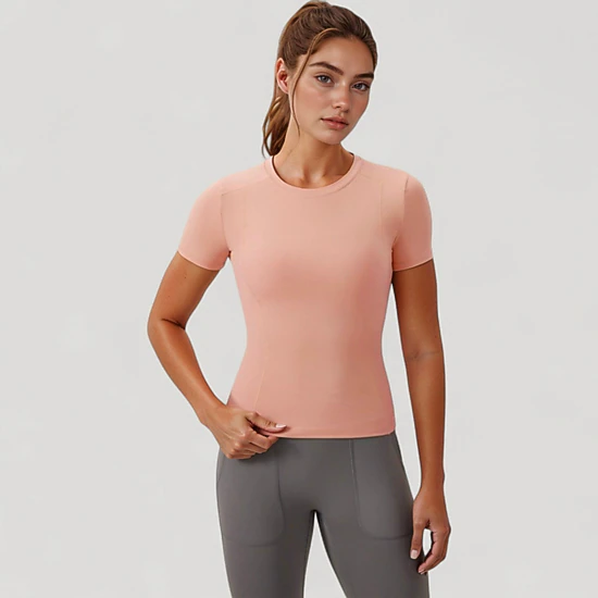 Anna-Kaci Women's Short Sleeve Performance Tee with Crew Neck and Slim Fit Stretch Fabric
