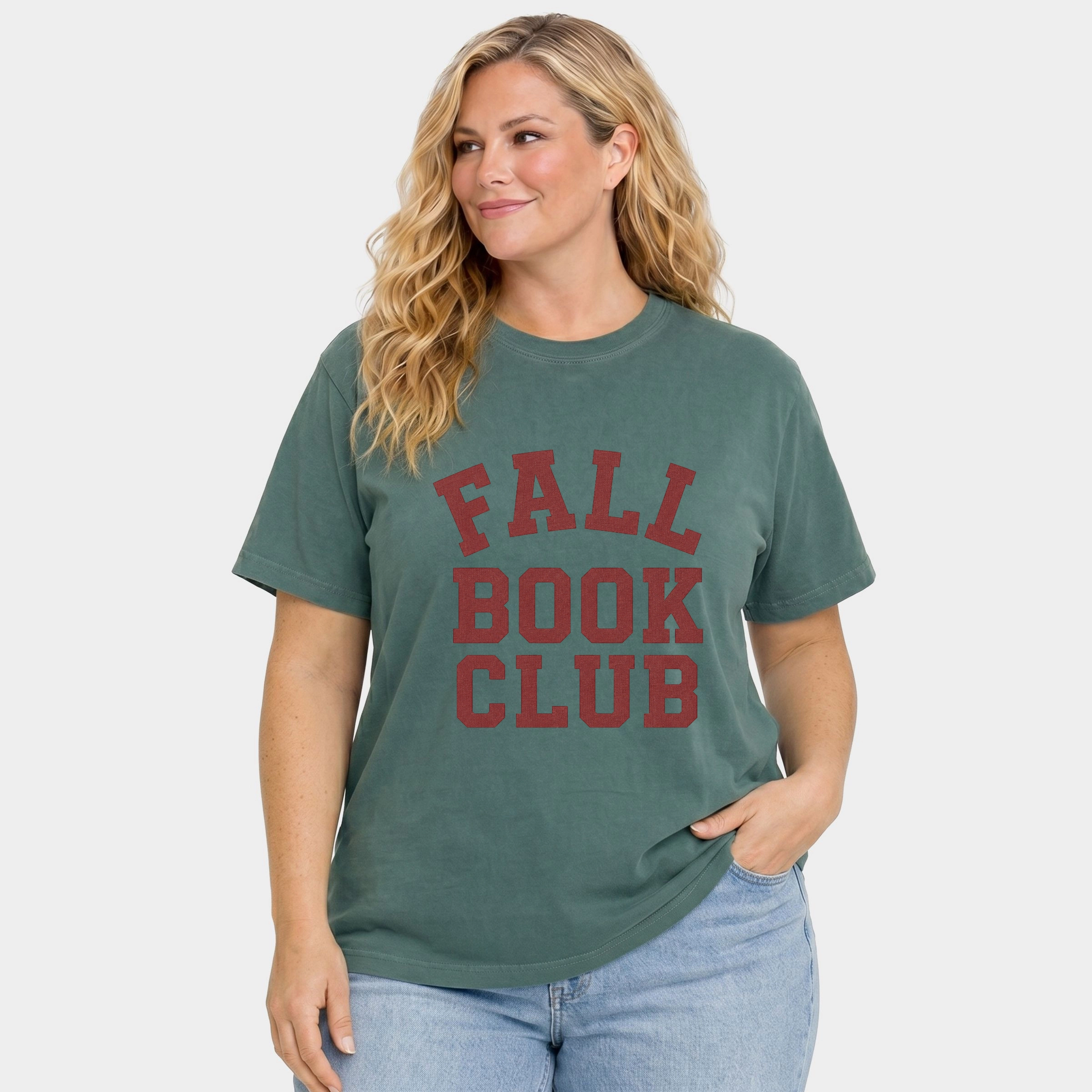 Simply Sage Market - Women's Plus Sized Garment Dyed Graphic T-Shirt Fall Book Club Varsity
