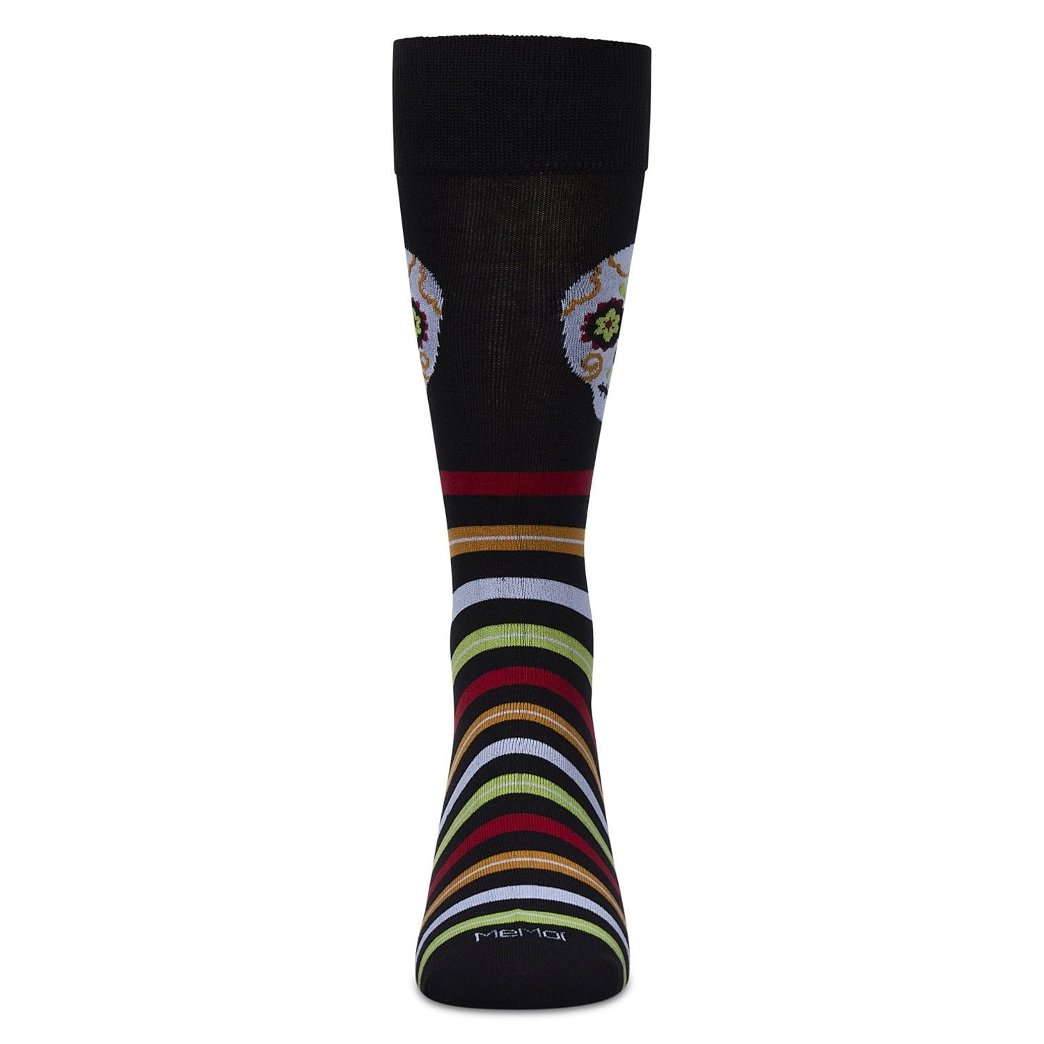 MeMoi Men's Striped Skull Rayon From Bamboo Crew Socks