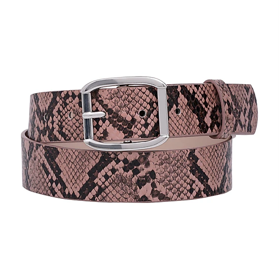 AGP PARIS Light Pink Snake Print Women's Belt