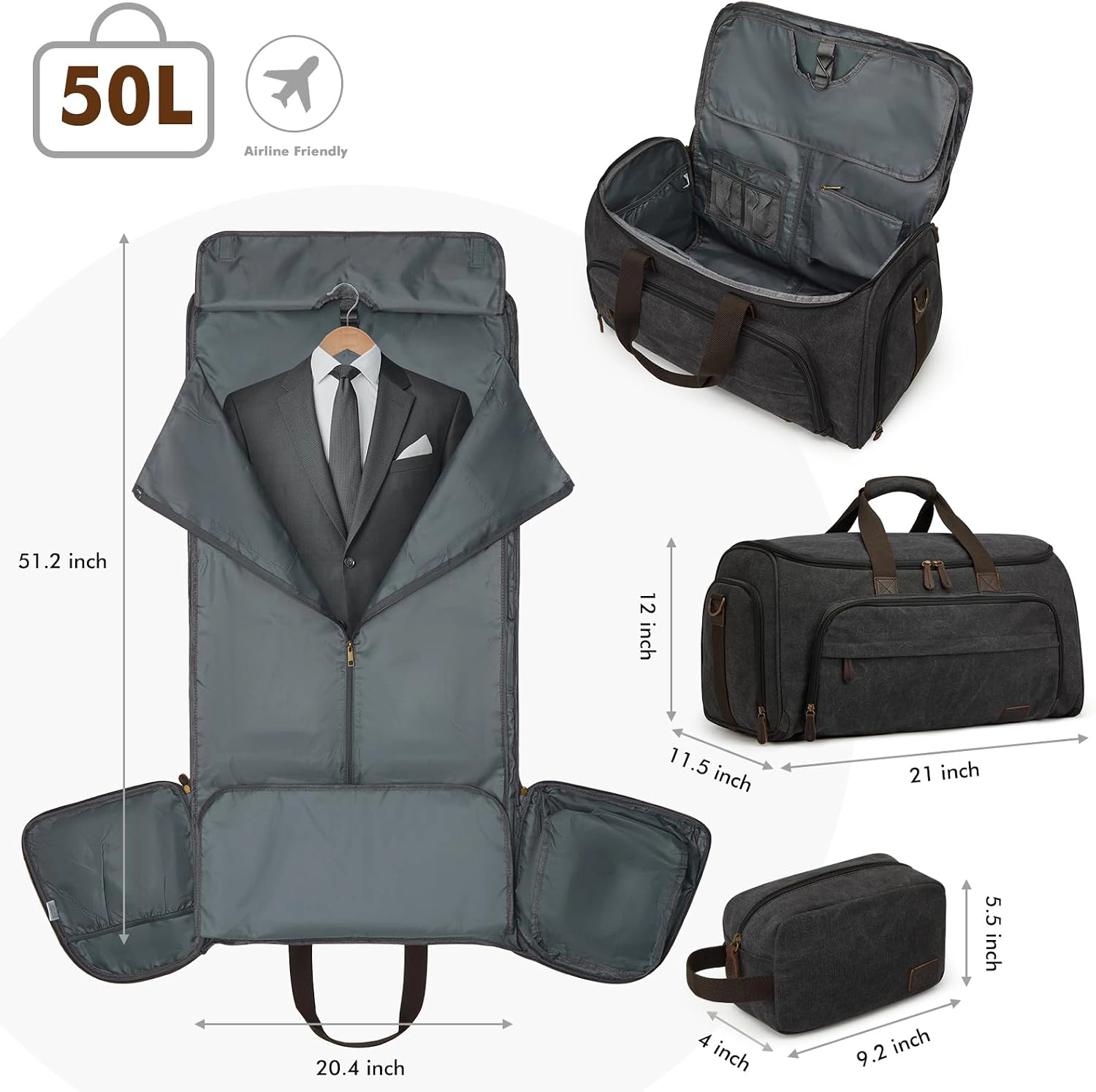 S-Zone 2-in-1 Convertible Travel Garment Duffle Bag