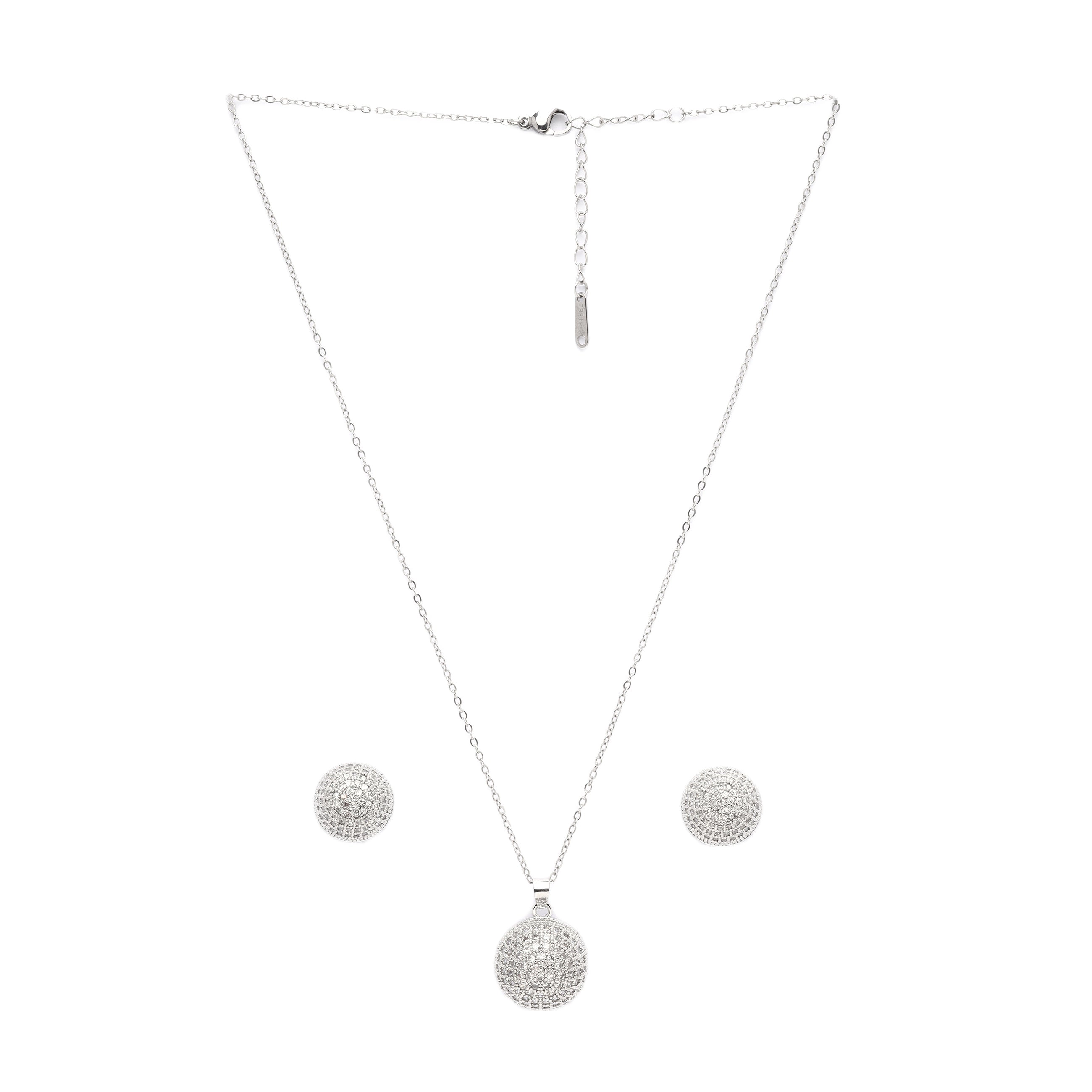 AGP PARIS Sparkling Sphere Stud Womens Necklace and Earrings Set
