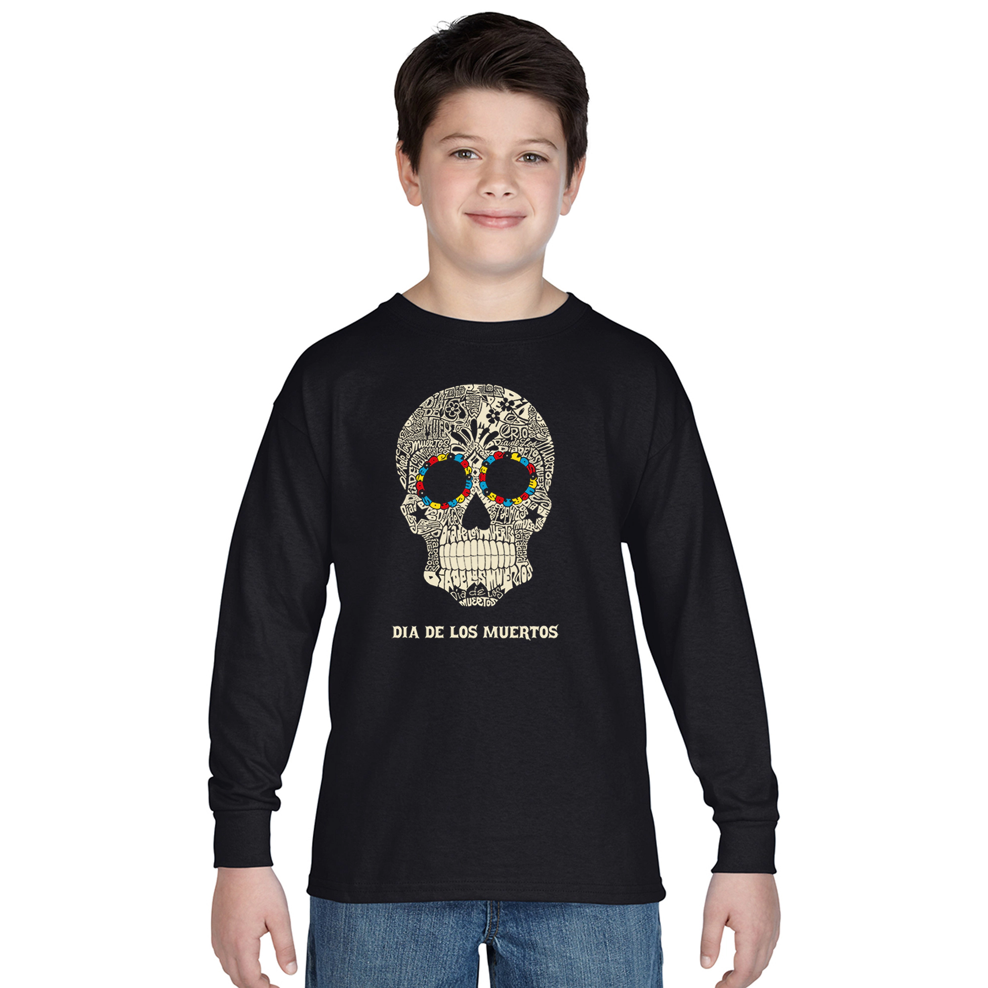 LA Pop Art Boys Long Sleeve T-Shirt -  Dia De Los Muertos
