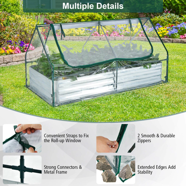 Hivvago 6 x 3 x 3 Feet Galvanized Raised Garden Bed with Greenhouse