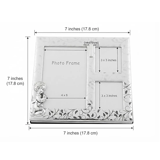 Jiallo Silver-Plated Christening Multi-Photo Frame Album (7x7")