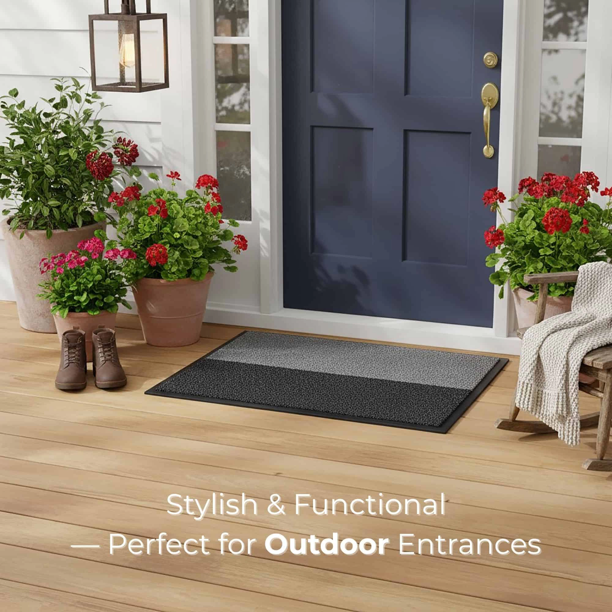 Evideco French Home Goods Gray and Black Magic Polypropylene Doormat 27.5 x 19.75 Inches