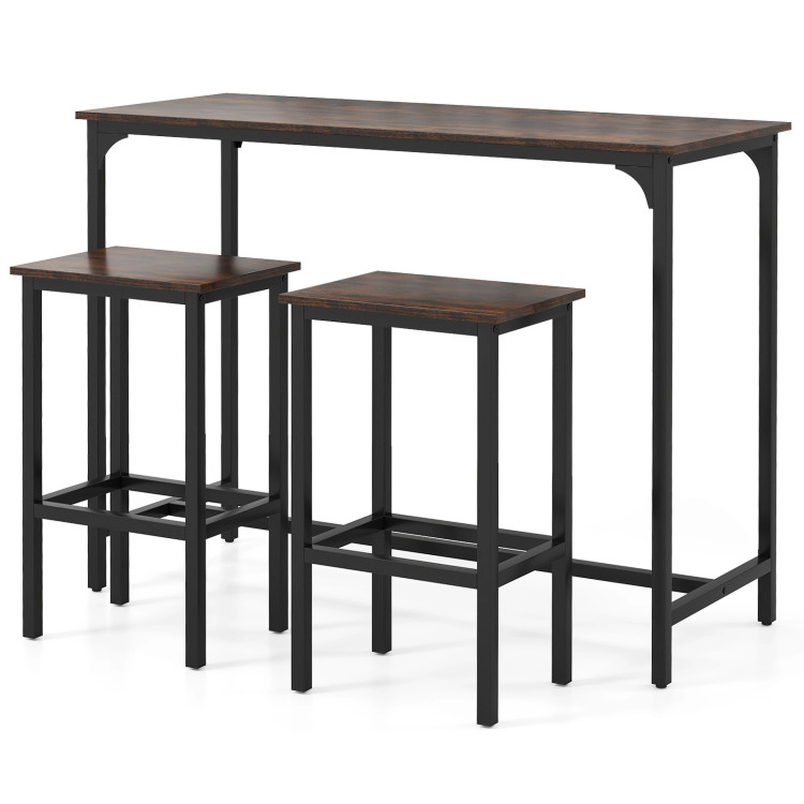 SUGIFT 3-Piece Industrial Counter Height Bar Set, 47.5-Inch Table with 2 Stools