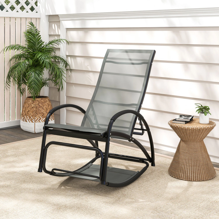Hivvago 2-In-1 Outdoor Rocking Chair With 4-Position Adjustable Backrest For Patio Porch Poolside