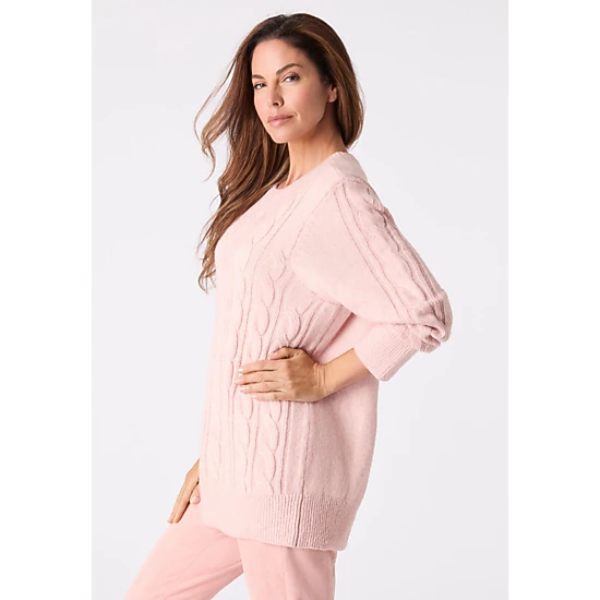 Roaman's Women's Plus Size Cozy Cable Crewneck Sweater