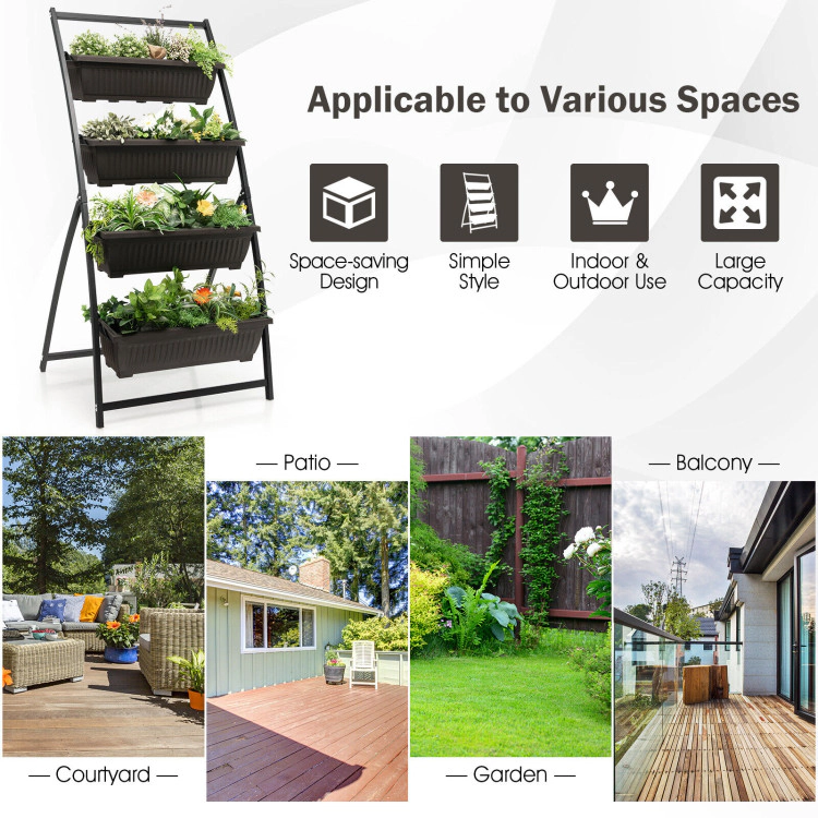 Hivvago 4-Tier Vertical Raised Garden Bed with 4 Containers and Drainage Holes
