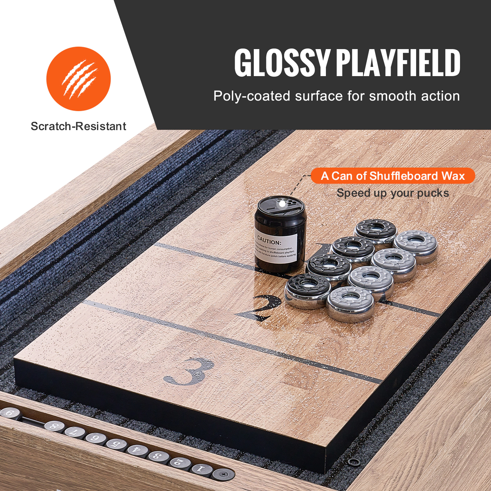 HONGGE Shuffleboard Table Shuffleboard for Family Game Rooms 2 in 1 Shuffleboard and Bowling Combo Game Set with