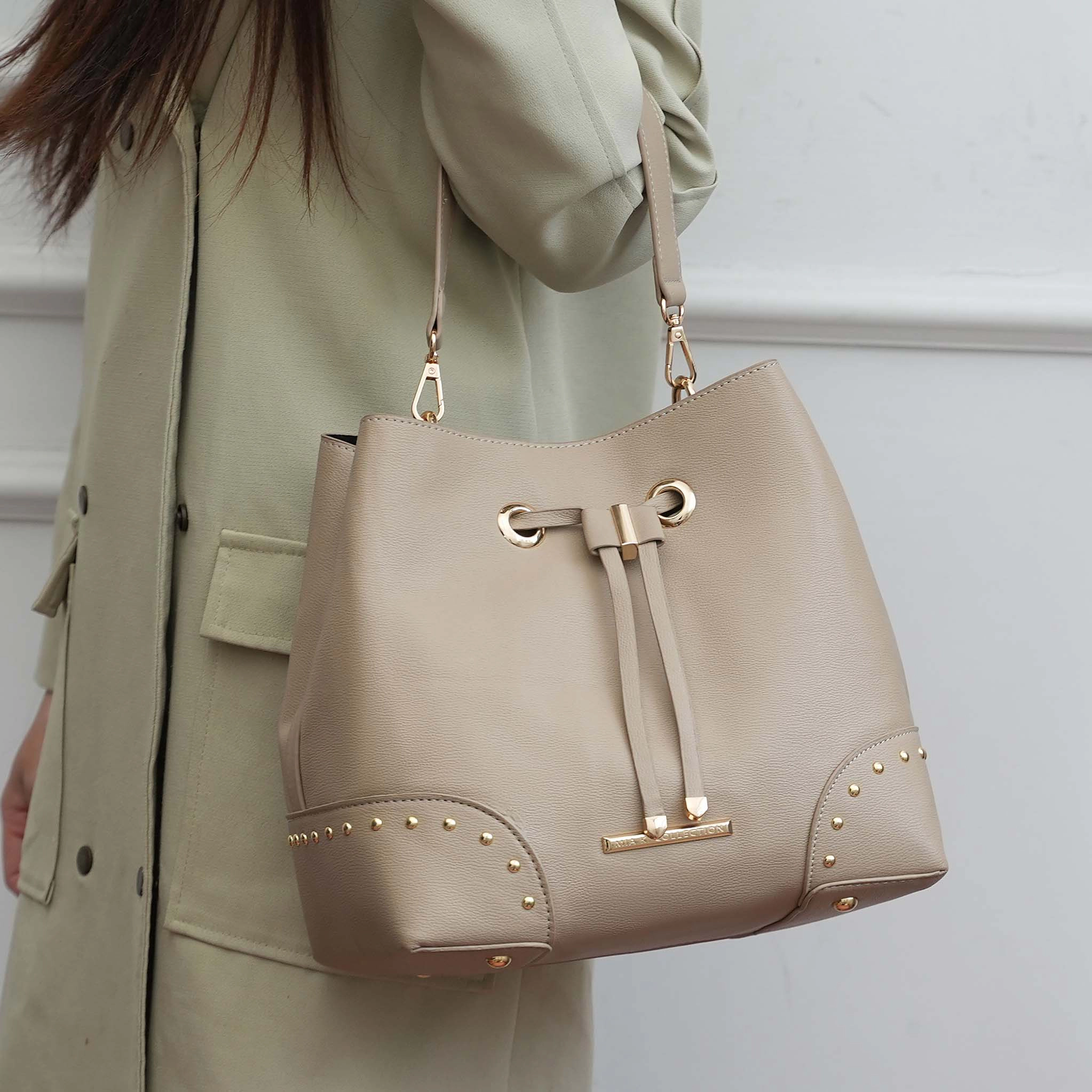 MKF Collection by Mia K Callie Bucket Bag with Matching Wallet, Vegan Leather Hobo