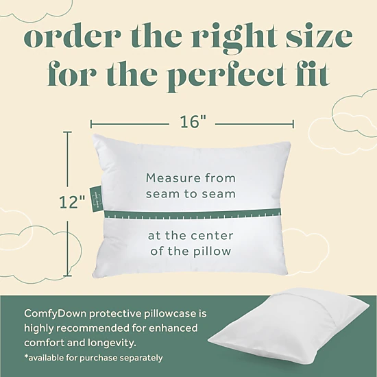 ComfyDown Cloudlet 800 Fill Power Goose Down Toddler Pillow, 300 Thread ...