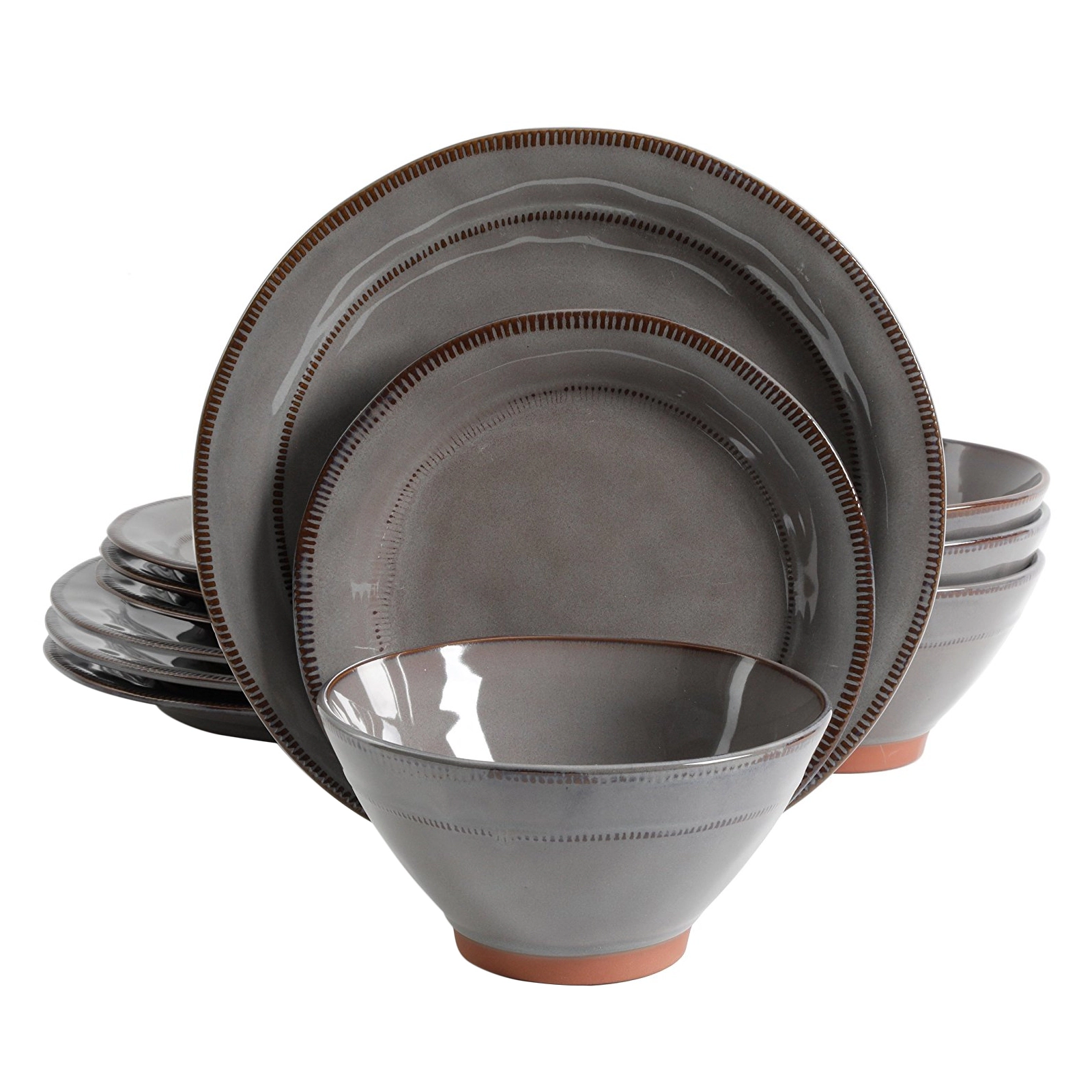 Gibson Elite Terranea 12 Piece Dinnerware Set in Grey