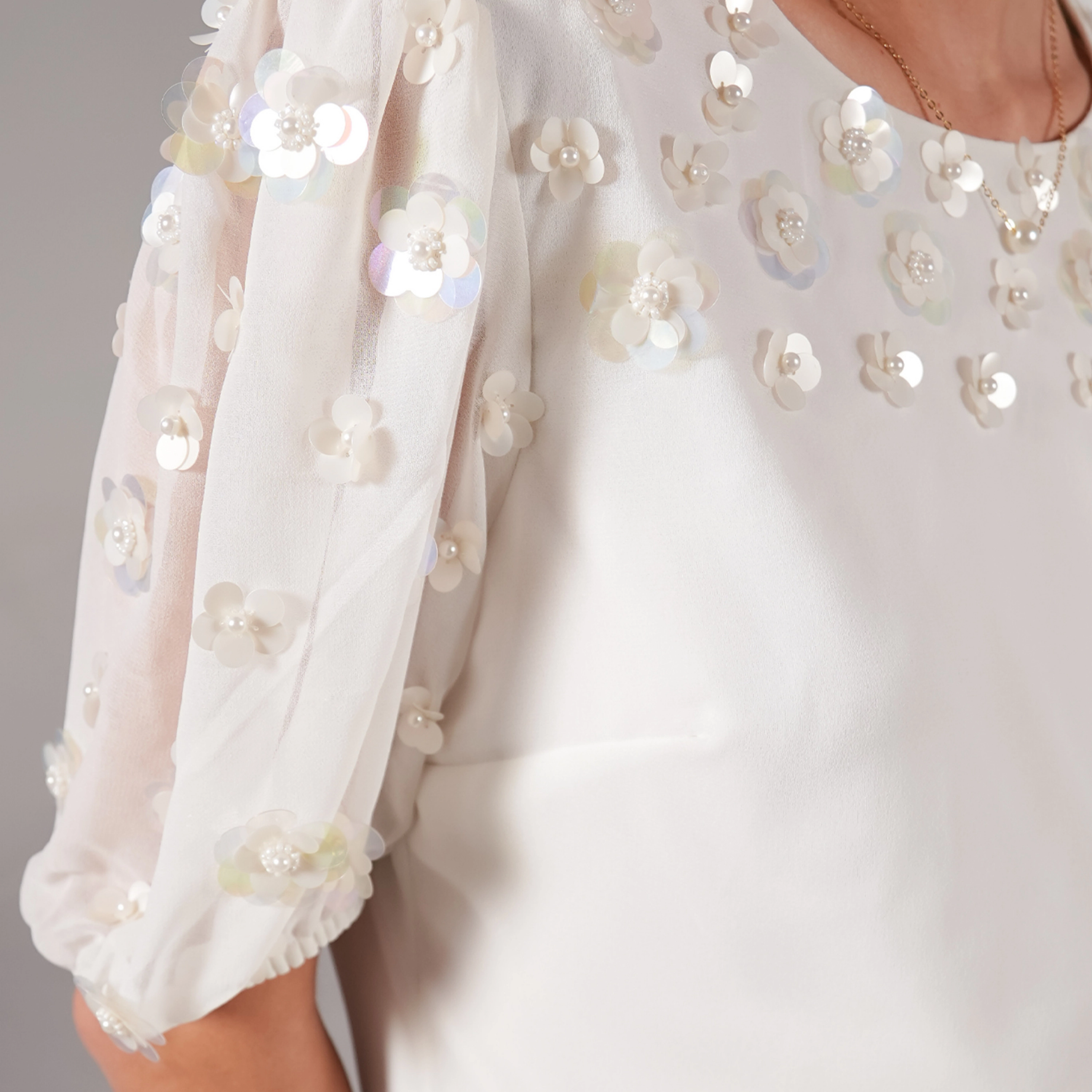 Rose & Nancy Women's Morena Ivory Hand Embellished Top