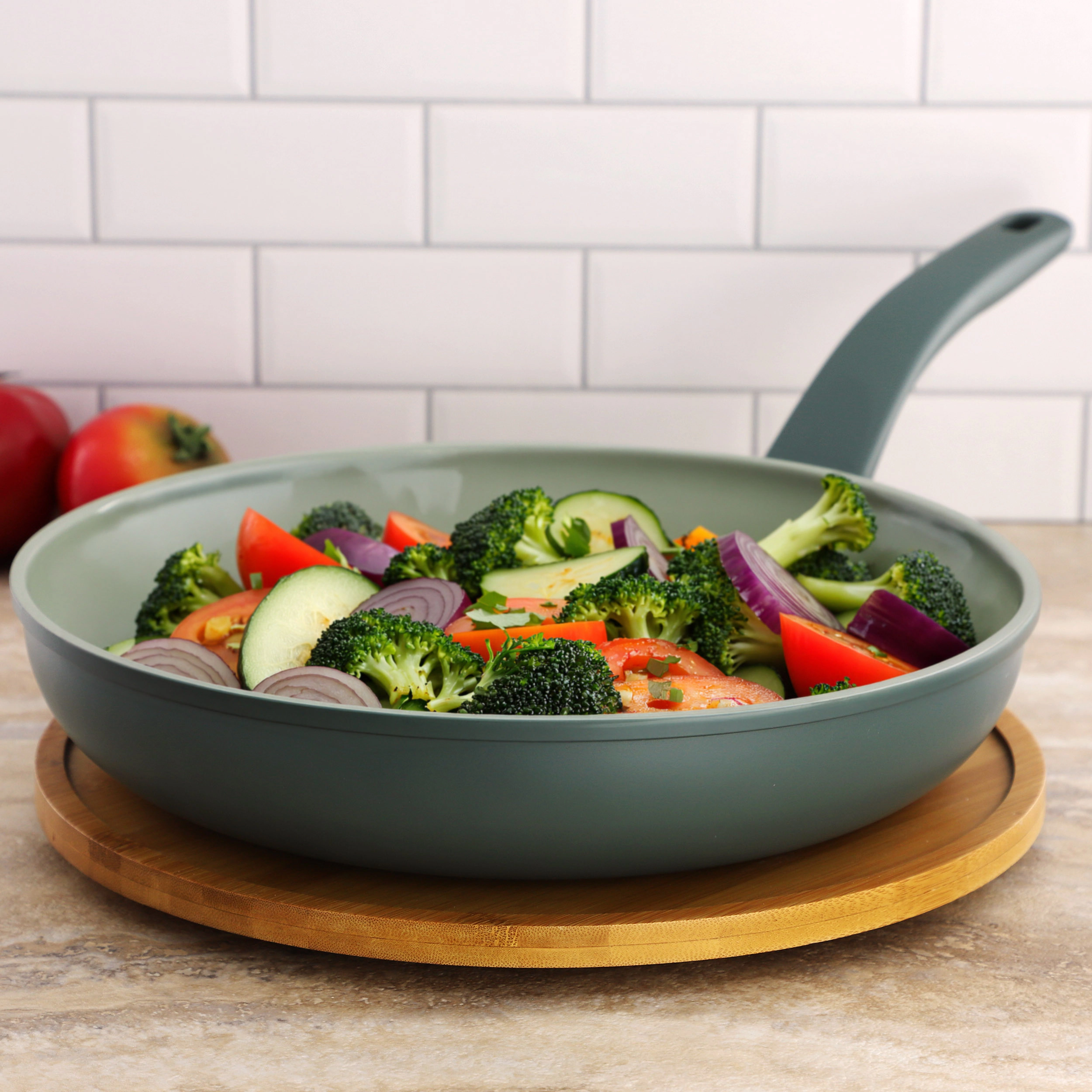 Oster Sutterville Choice 12 Inch Ceramic Nonstick Frying Pan in Evergreen