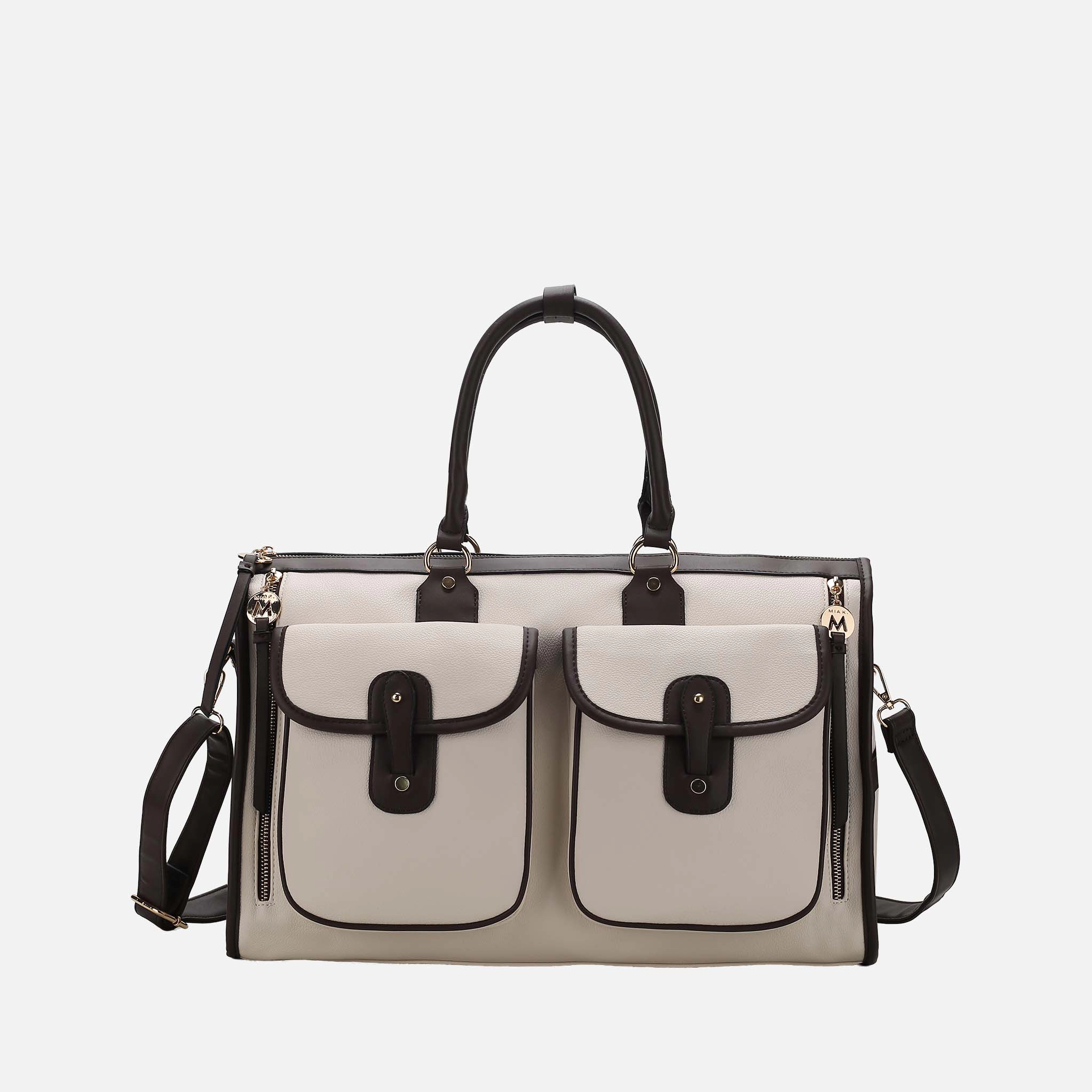 Mia K Collection Genevieve Color Block Vegan Leather Weekender Duffle